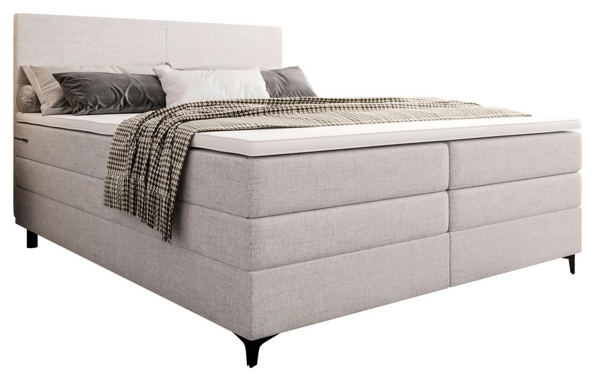 Boxspringbett Bari Creme ca. 180x200cm - Creme/Schwarz, KONVENTIONELL, Textil/Metall (180/200cm) - Mömax