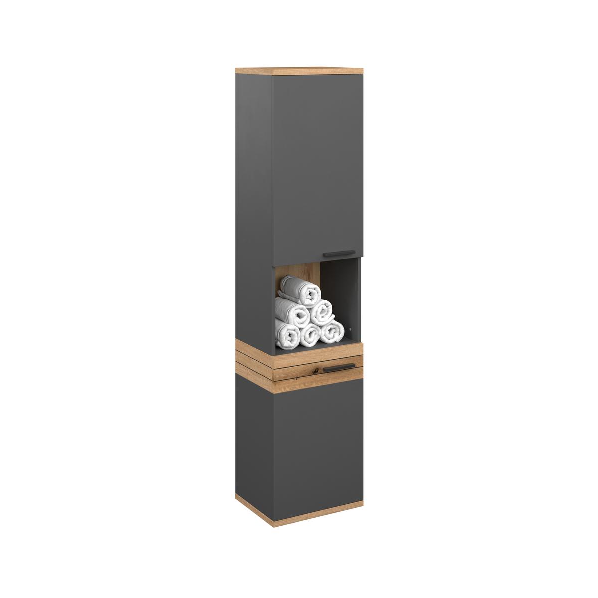 Dulap înalt Cotia - culoare lemn stejar/antracit, Modern, material pe bază de lemn (40/170/30cm) - James Wood