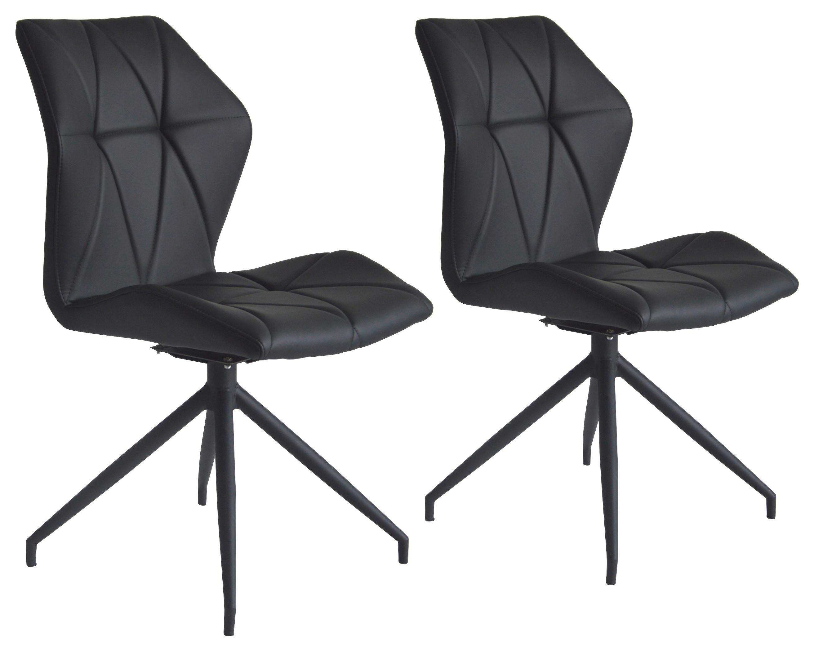 Stuhl-Set IMKE Schwarz, 360° drehbar - Schwarz, KONVENTIONELL, Textil/Metall (52/90,5/62cm) - MID.YOU