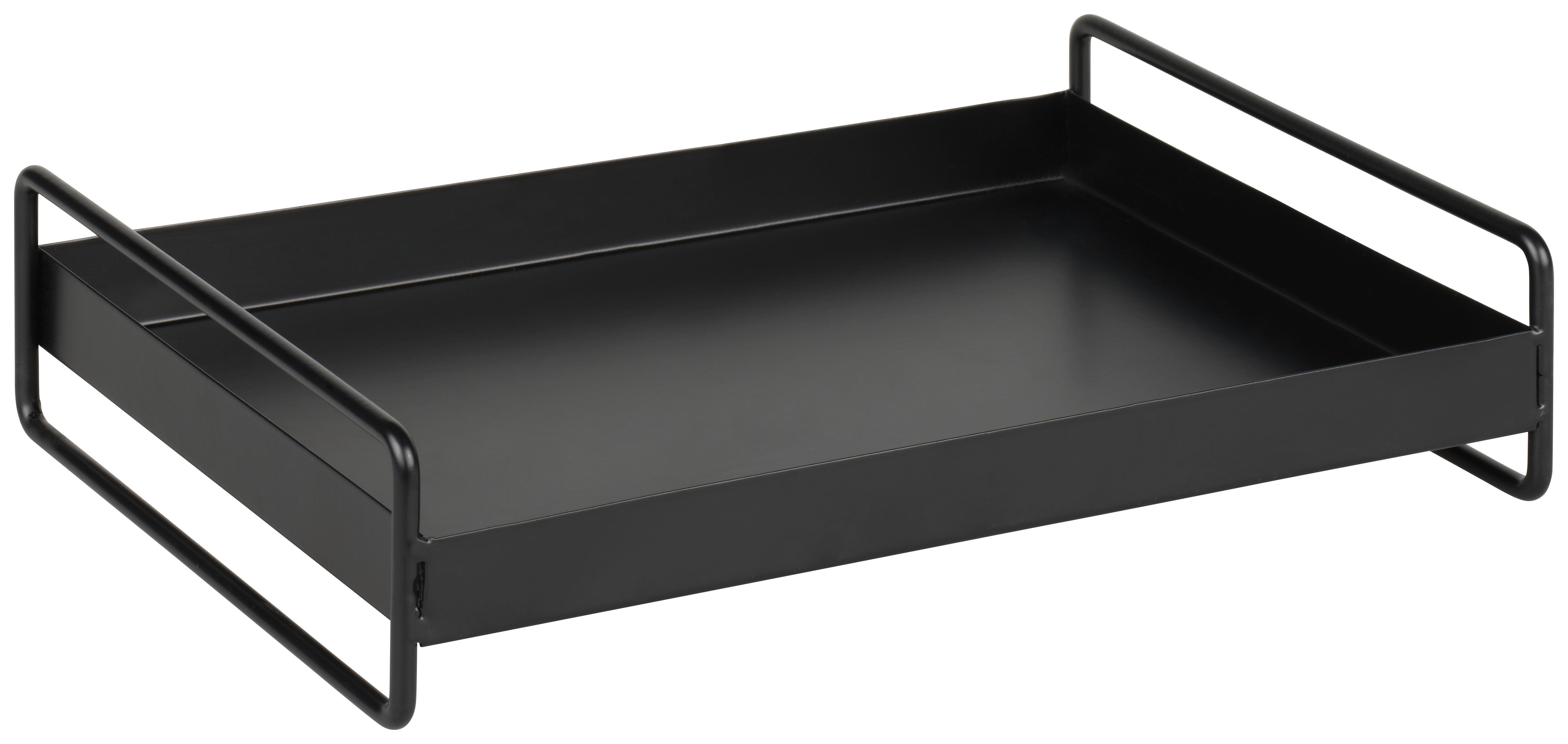 Dekotablett Leona Schwarz - Schwarz, Metall (30,8/20/7cm) - Mömax