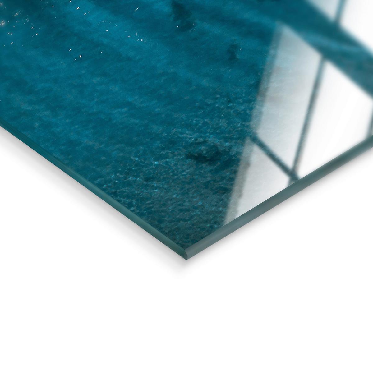 Glasbild Blau/Weiß ca. 120x80cmm - Blau/Weiß, Basics, Glas/Papier (120/80cm)