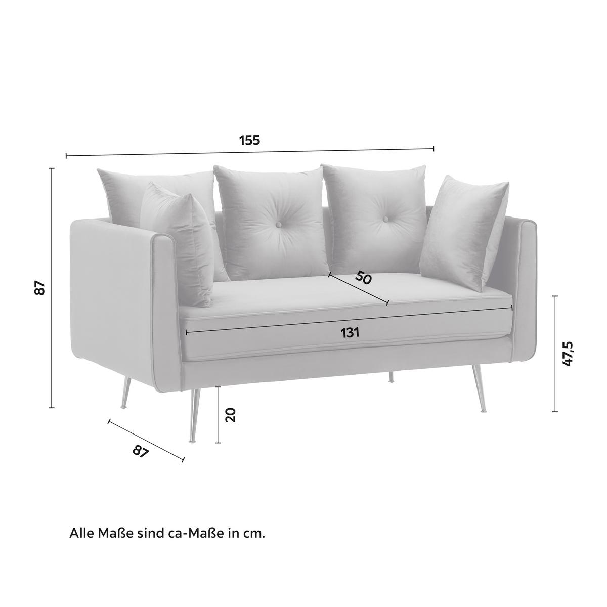 Kétüléses Kanapé Luis - szürke, Modern, textil/fa (155/87/87cm) - Bessagi Home