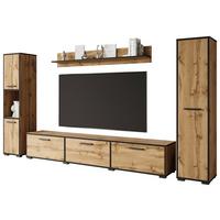WOHNWAND BOGOTA XL WOTAN EICHE DEKOR - Eiche Wotan/Schwarz, Basics, Holzwerkstoff/Kunststoff (240/130/31cm) - MID.YOU
