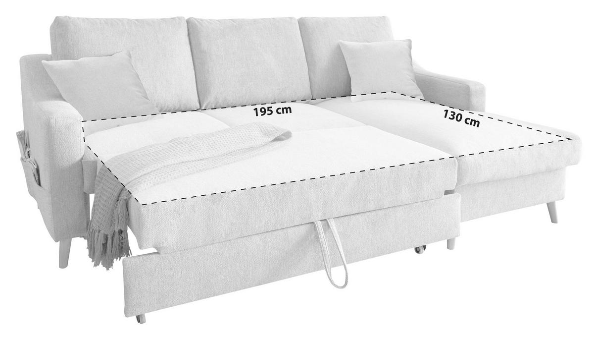 Wohnlandschaft Valentina Anthrazit Struktur - Anthrazit/Naturfarben, KONVENTIONELL, Holz/Textil (228/150cm) - P & B