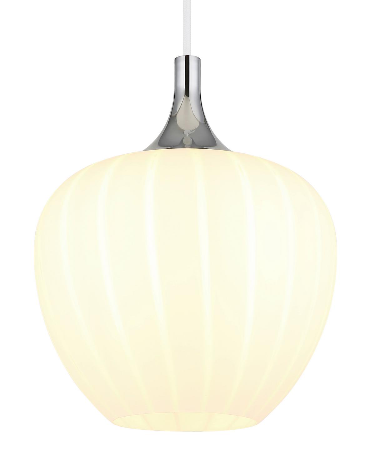 Hängeleuchte Maxy Weiß/Chrom max. 60 Watt - Chromfarben/Weiss, Konventionell, Glas/Metall (24/120cm) - Globo