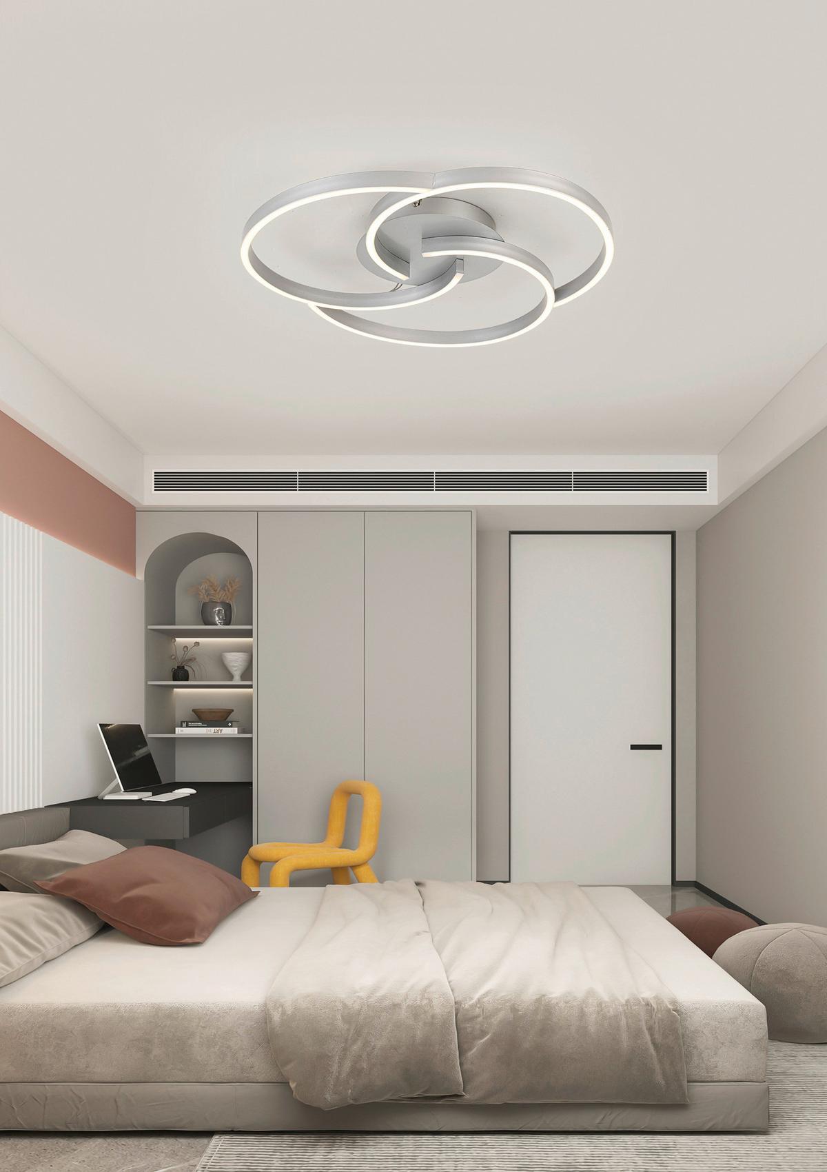 LAMPA SUFITOWA LED KERSTIN - kolor srebrny, Trend, tworzywo sztuczne/metal (50/7,5cm) - Novel