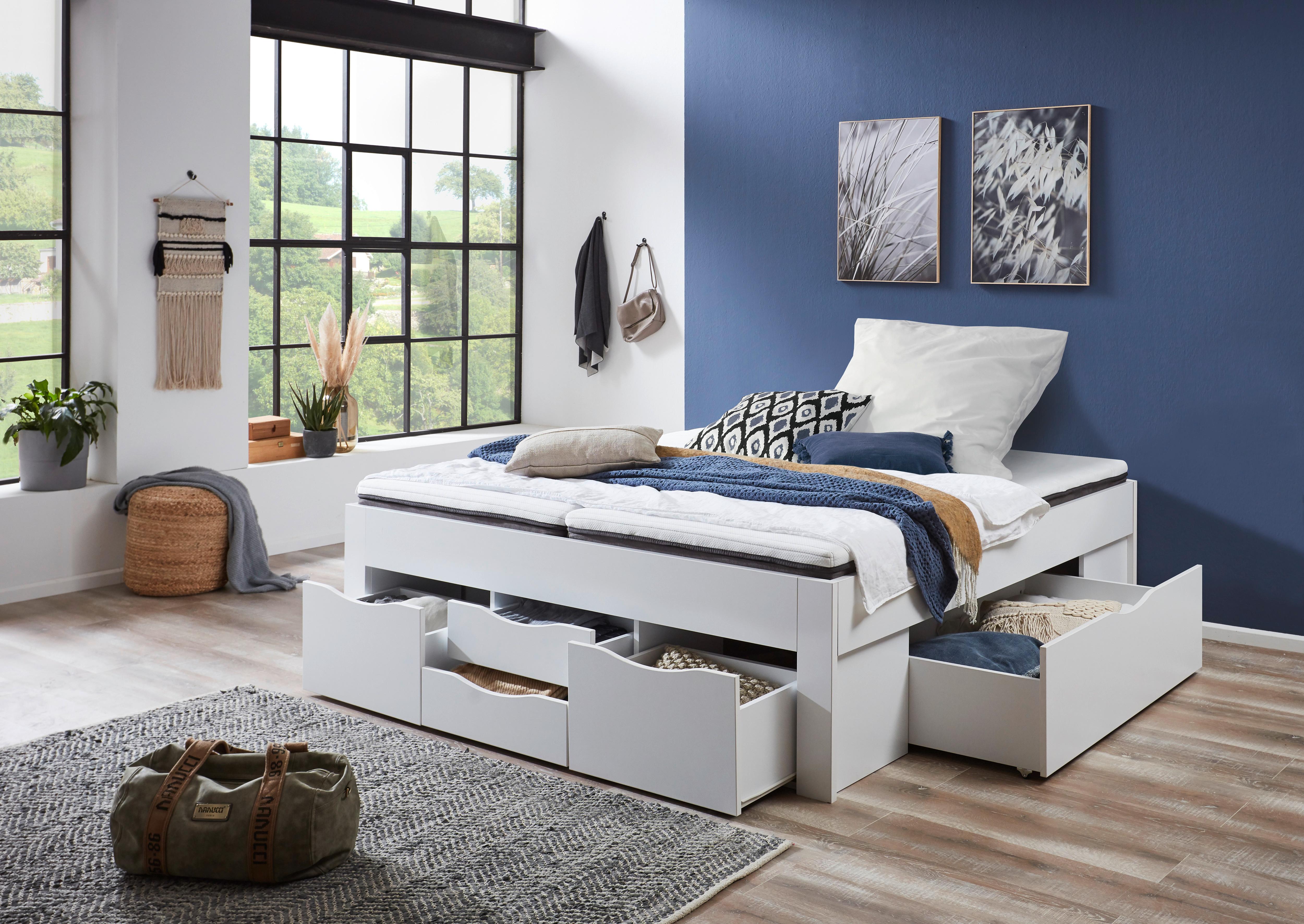 LIT DE RANGEMENT NOAH - blanc, KONVENTIONELL, matériau en bois (180/200cm) - Mömax