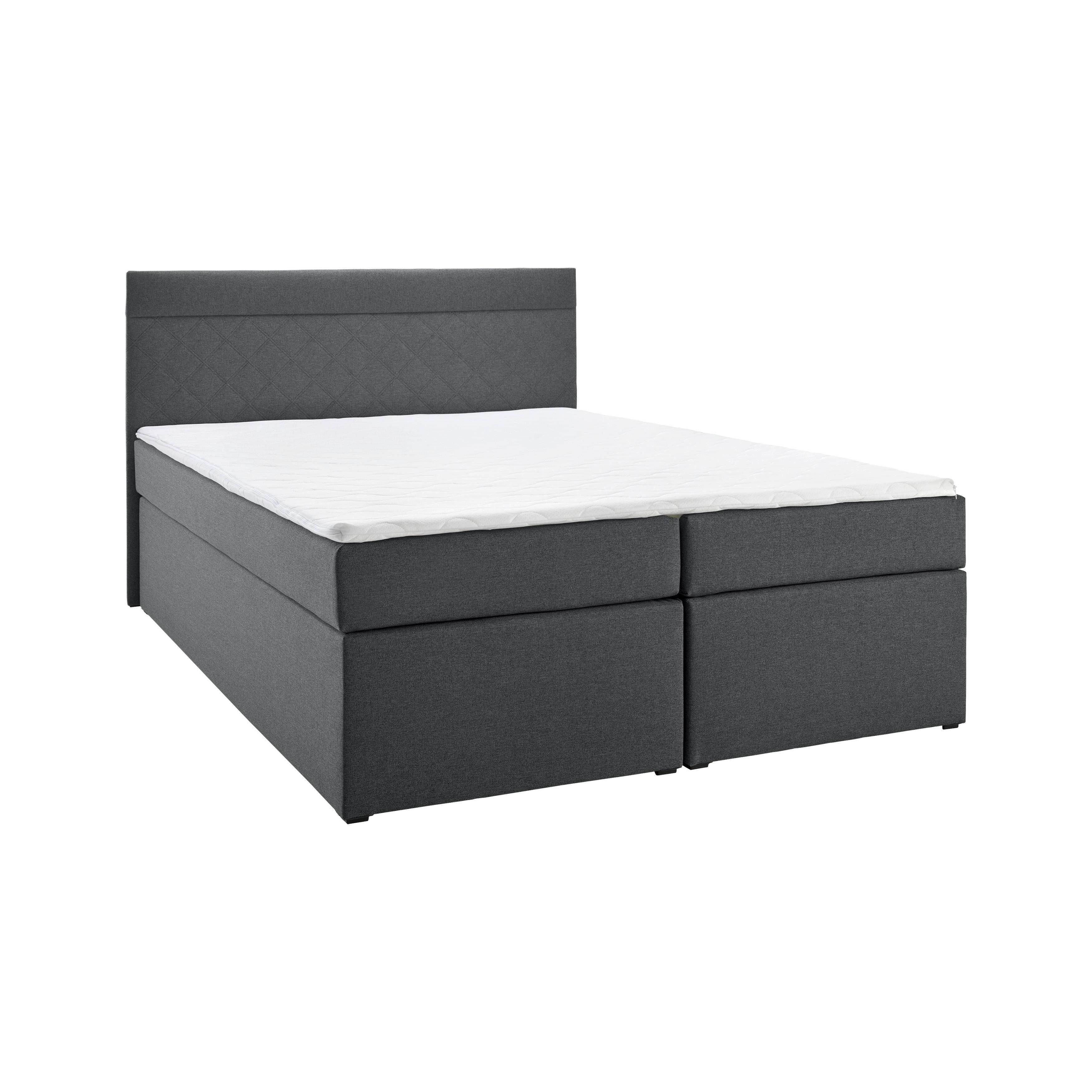 Boxbett Rosa ca. 140x200 cm Dunkelgrau mit Topper - Dunkelgrau/Anthrazit, MODERN, Holz/Holzwerkstoff (140/200cm) - Bessagi Home