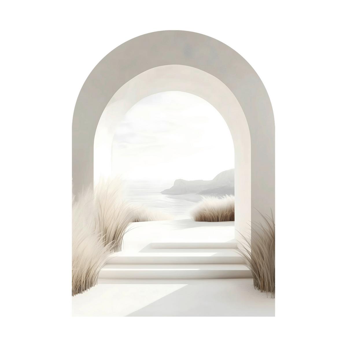 Glasbild Weiß/Beige ca. 70x100cm - Beige/Weiß, Basics, Glas/Papier (70/100cm)