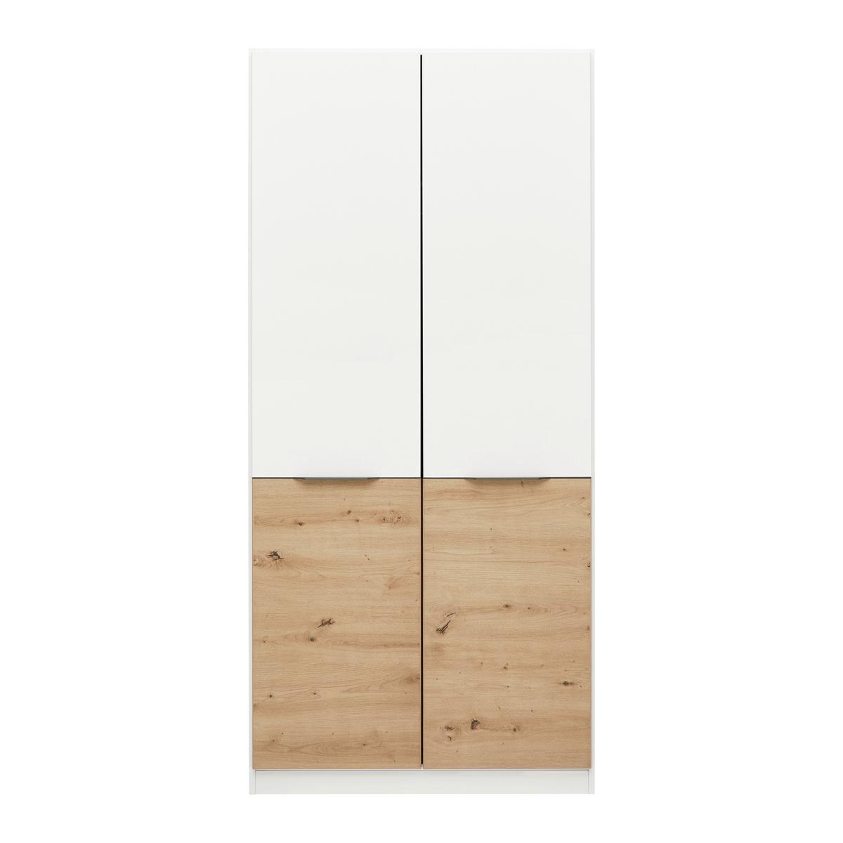 Drehtürenschrank Max Weiss/Eiche Artisan - Weiss/Eiche Artisan, Konventionell, Holzwerkstoff/Kunststoff (91/197/54cm) - Mömax