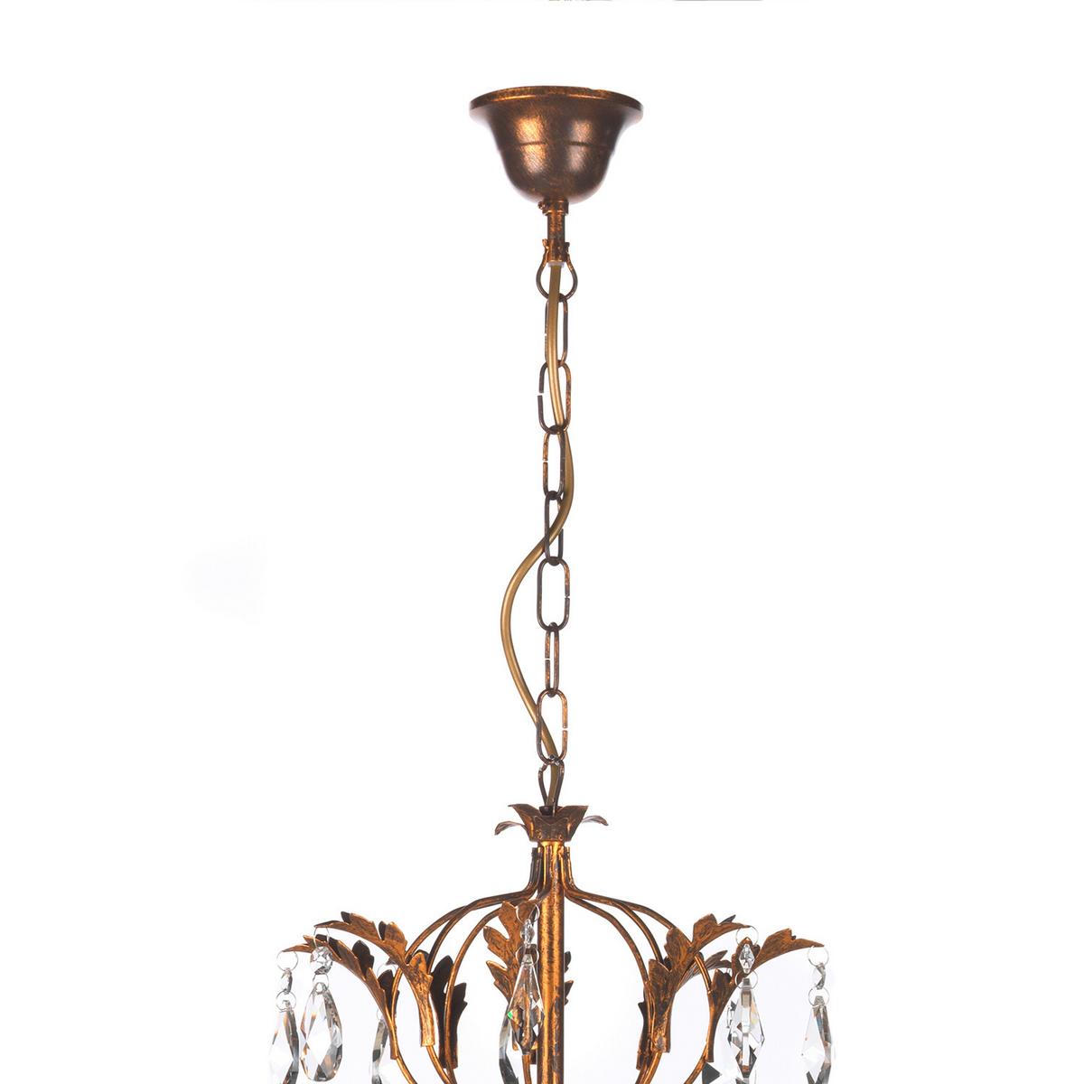 Kristall-Hängeleuchte Karen Bronzefarben max. 6 Watt - Bronzefarben, Design, Glas/Metall (80/105cm)