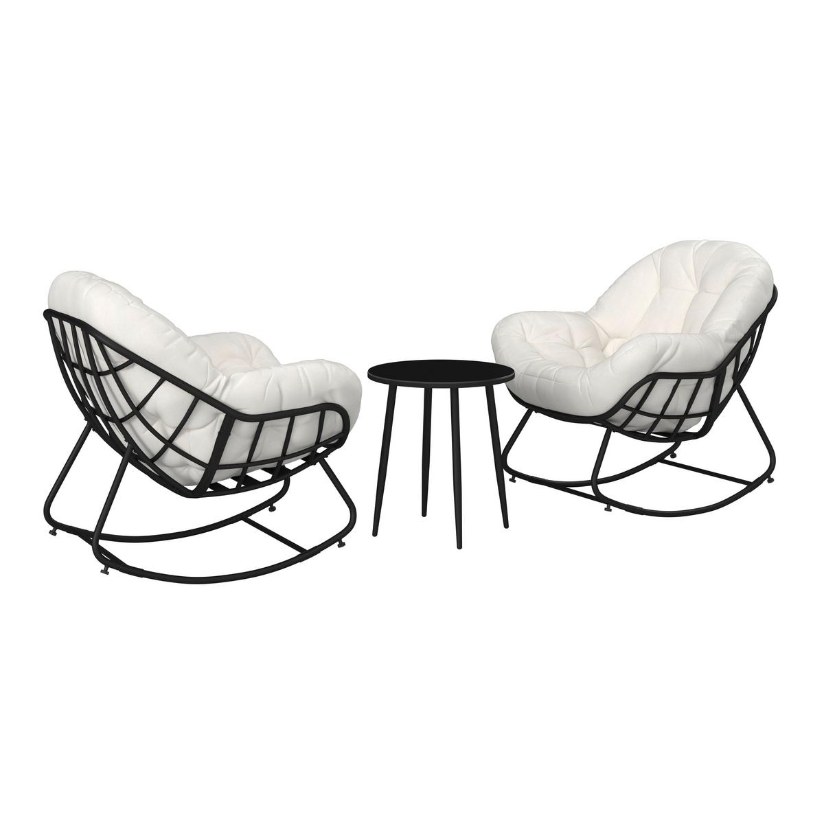 Set balcon Isabel - crem/negru, Modern, metal/textil - Bessagi Garden
