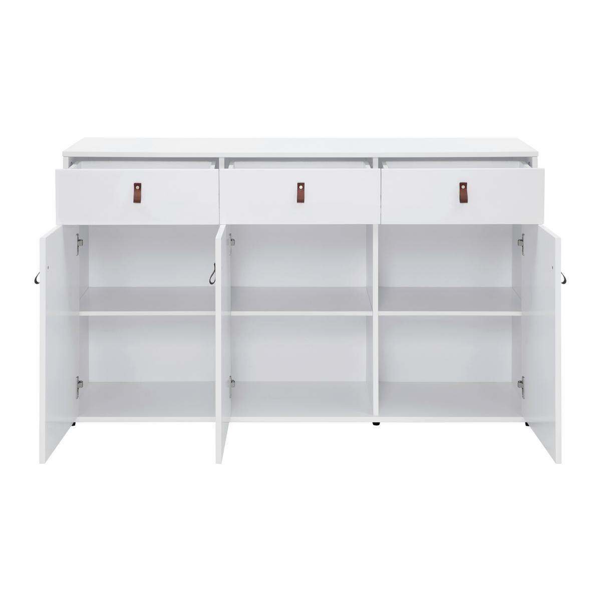 Sideboard Mick Weiß MDF - Schwarz/Braun, MODERN, Kunststoff/Textil (138/80/40cm) - Bessagi Home