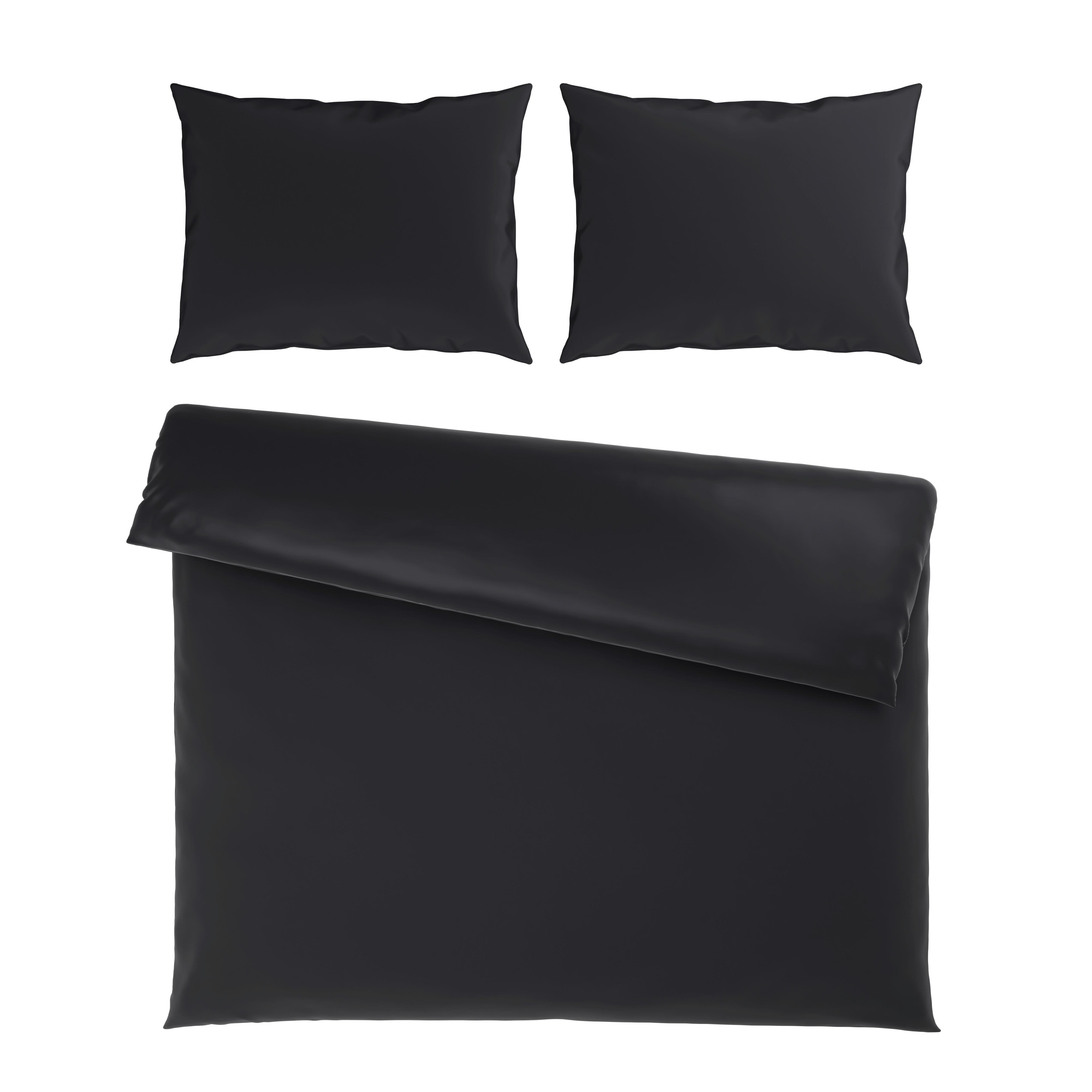 Ágyneműhuzat-garnitúra Kétszemélyes Xenia Uni Xxl - fekete, Modern, textil (200/220cm) - Premium Living