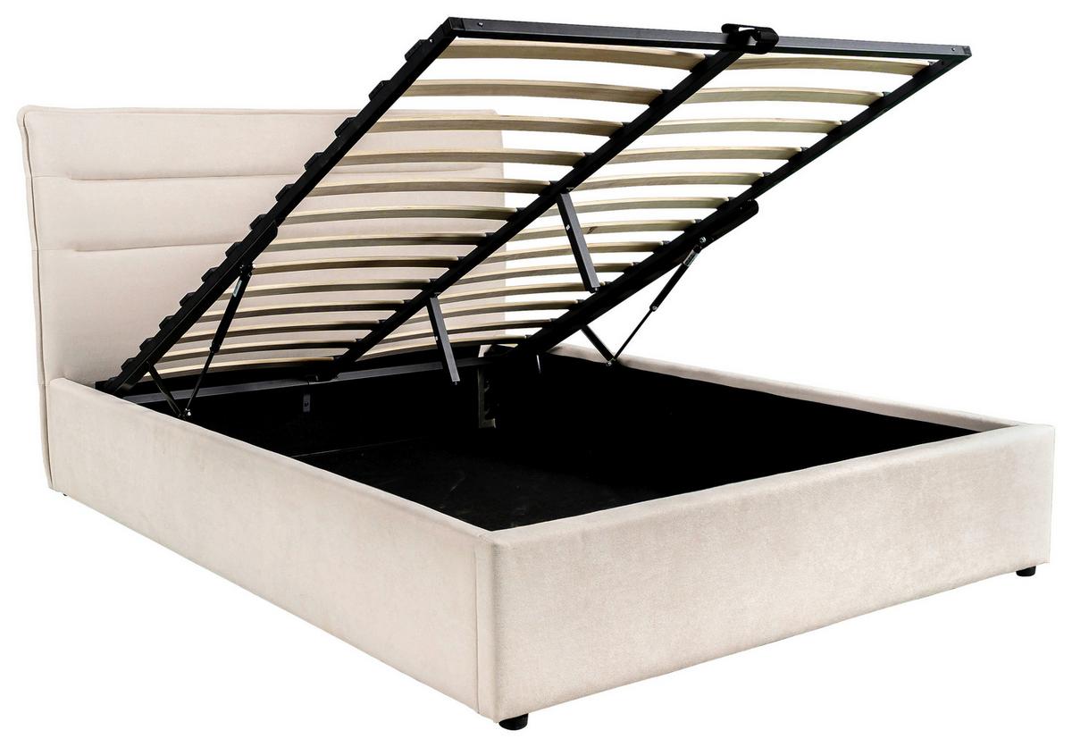 Tapecirani Krevet Sienna -Exklusiv- - prirodne boje/bež, Lifestyle, drvo/metal (160/200cm) - Based
