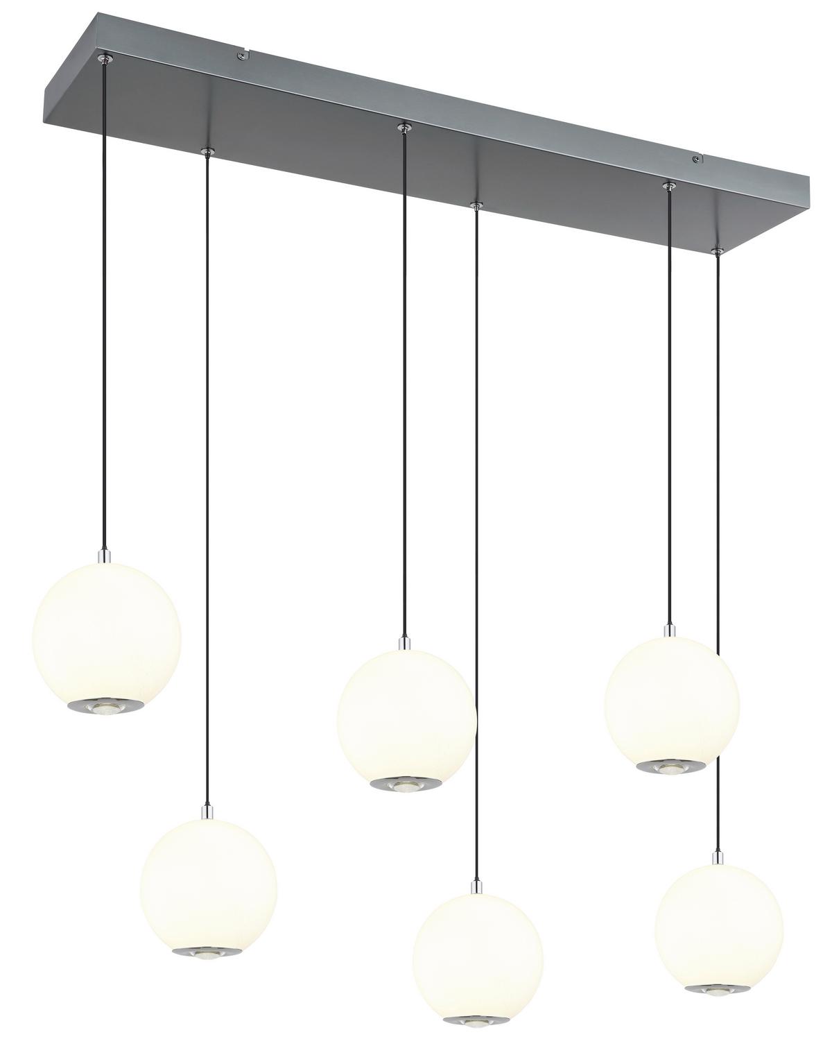 LED-HÄNGELEUCHTE 16062-6H SIMMONS - Klar/Chromfarben, Konventionell, Glas/Kunststoff (97,5/30/150cm) - Globo