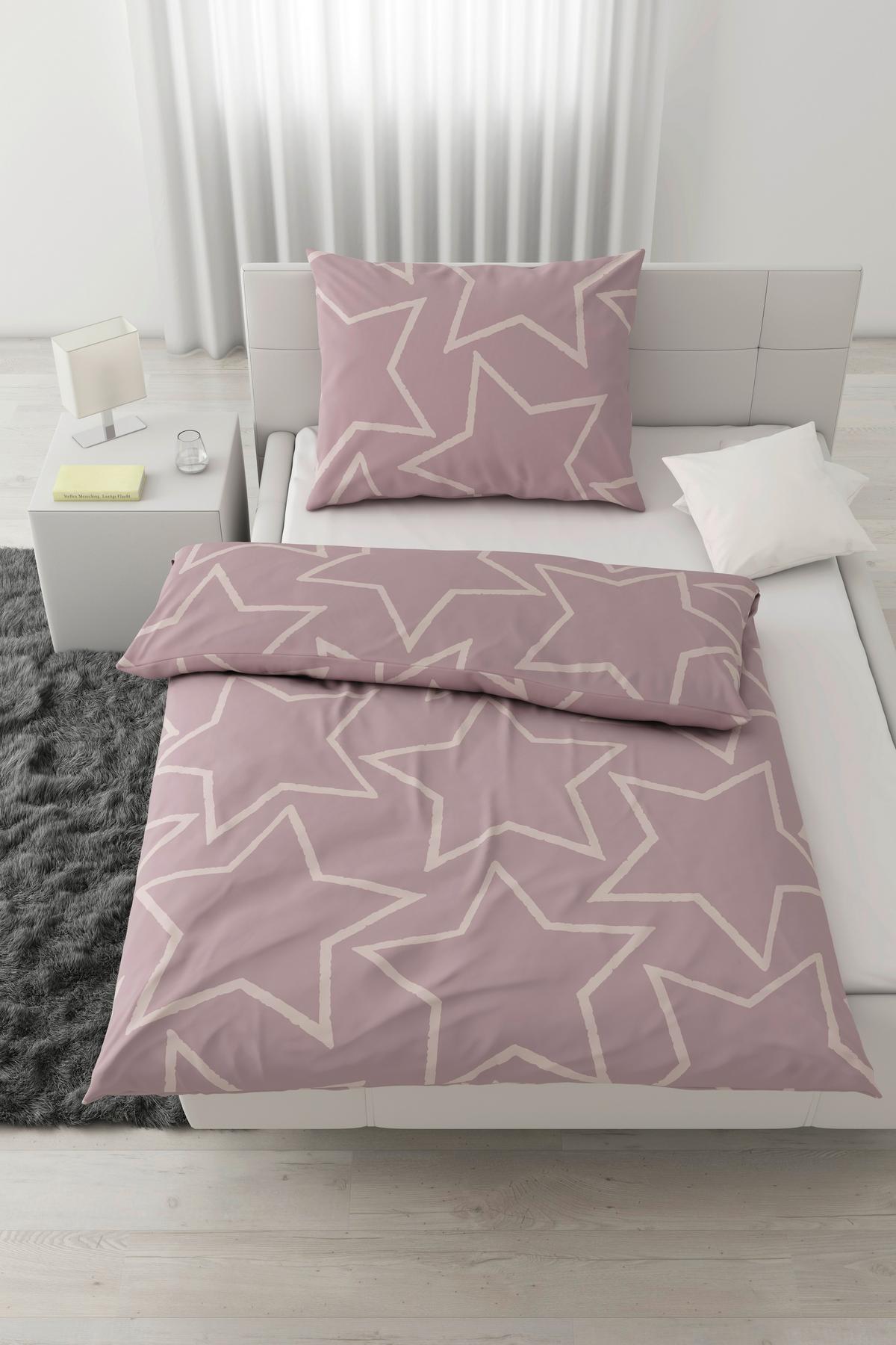 BETTWÄSCHESET BIG STAR - Mauve, Textil (160/210cm) - Modern Living