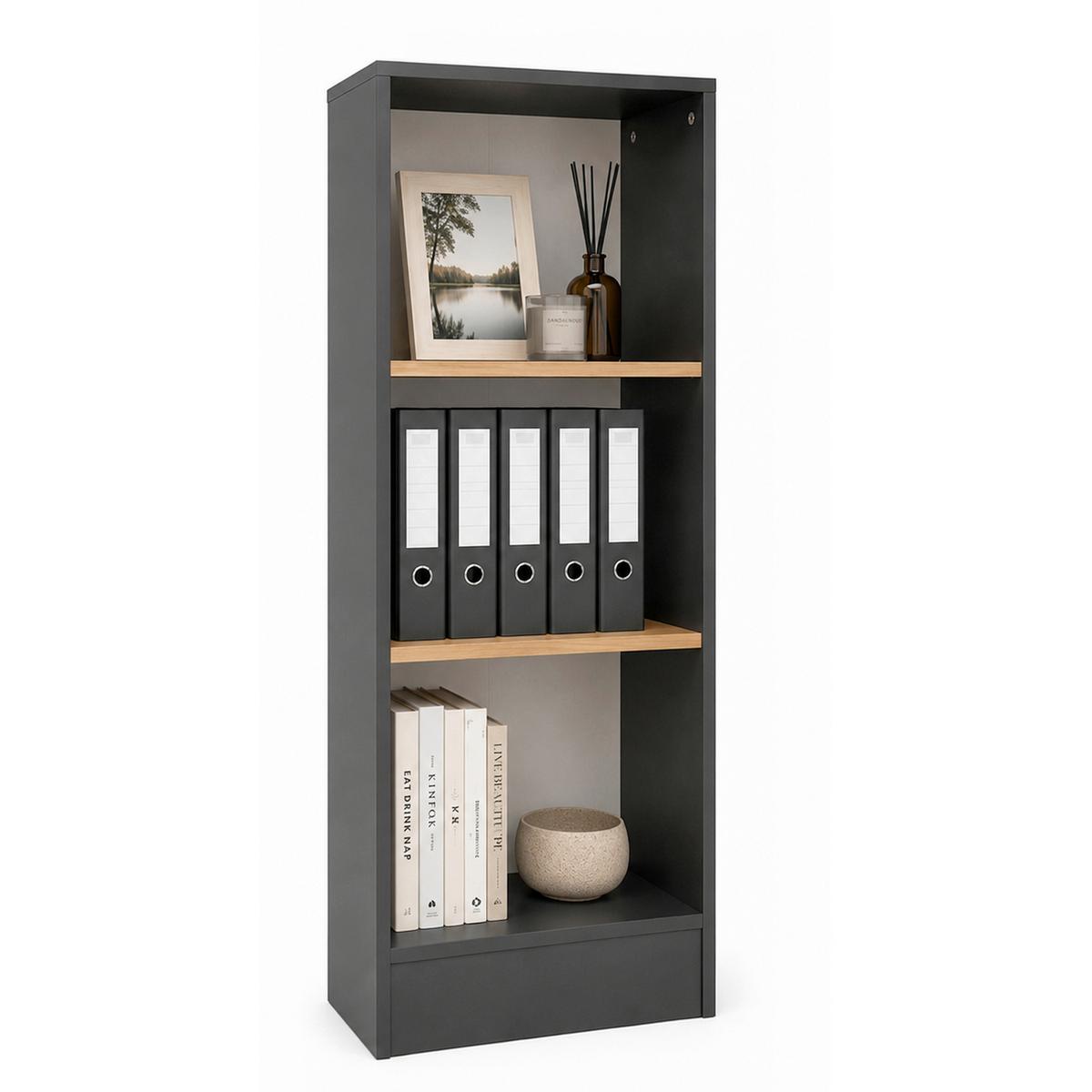 Regal Dilos M Anthrazit/Honigeiche - Honigeiche/Anthrazit, Basics, Holzwerkstoff (52/114/30cm) - MID.YOU