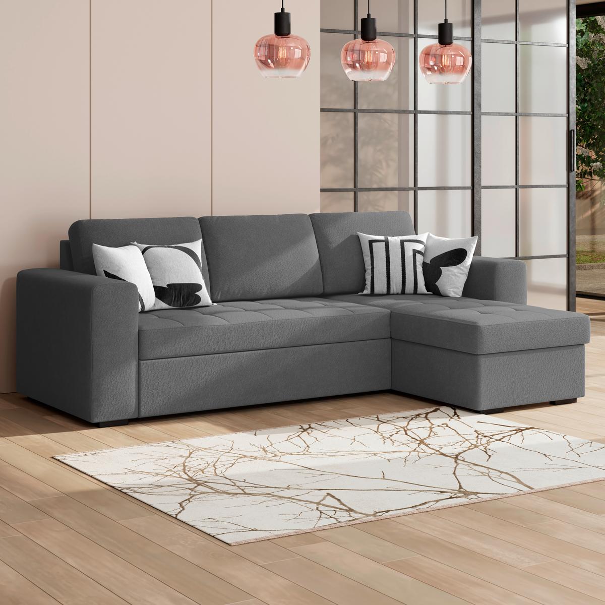 Kutna Garnitura Jan - antracit, Trend, tekstil (247/155cm)