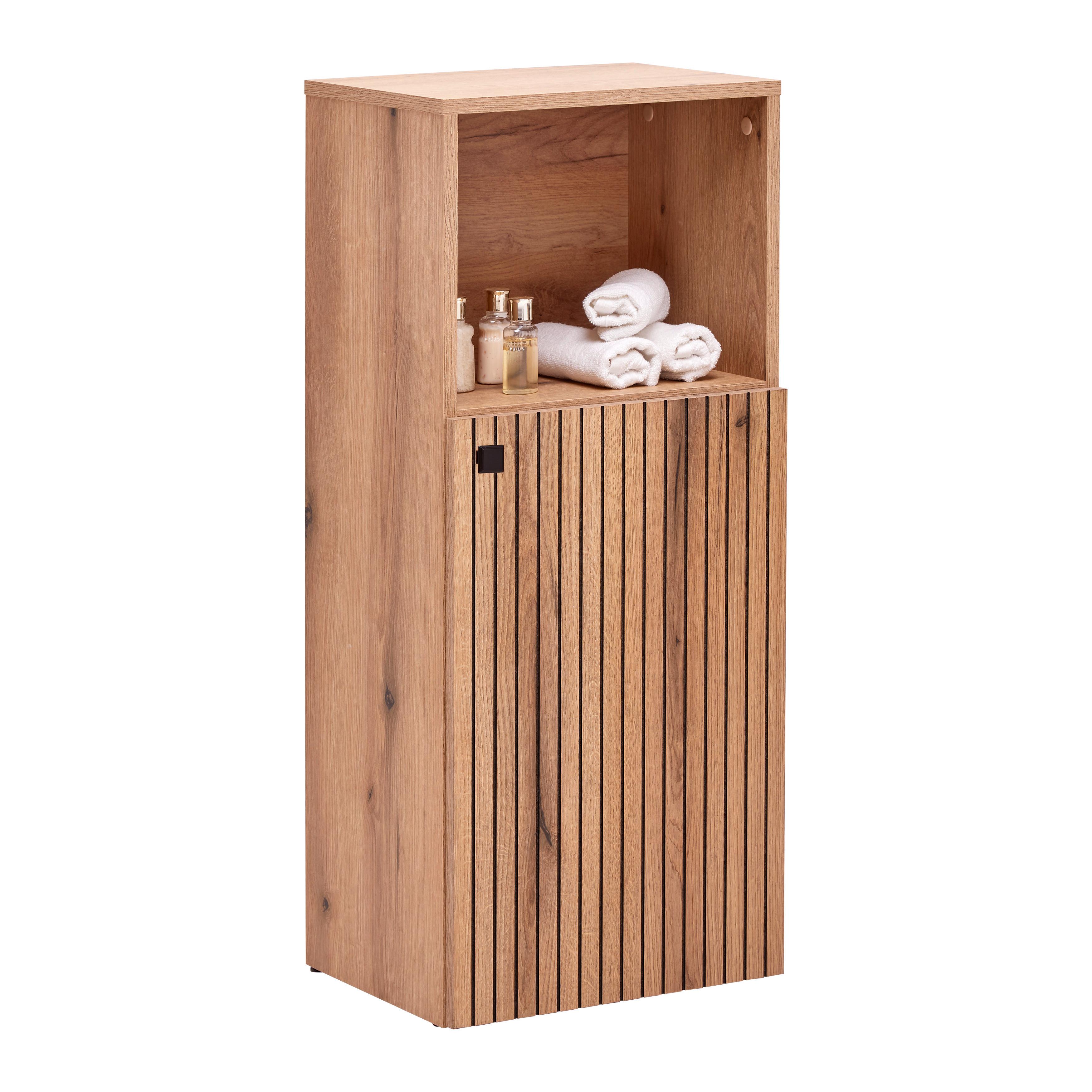 Midischrank Purebliss Eichefarben - Eichefarben/Schwarz, MODERN, Holzwerkstoff/Metall (40/95/31cm) - Mömax