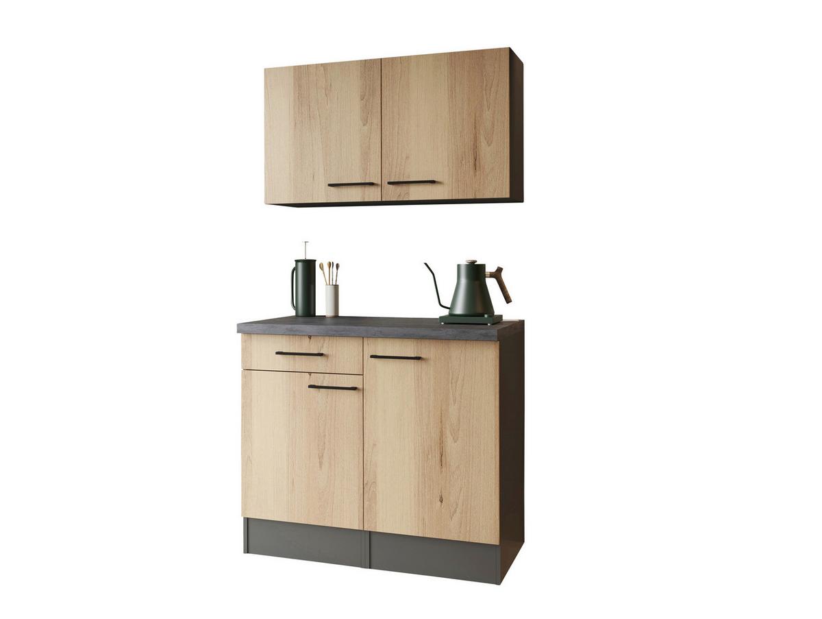 Buffet Oliver Eiche/Grau - Schwarz/Eiche Artisan, Trend, Holzwerkstoff/Metall (100/200/60cm) - Respekta