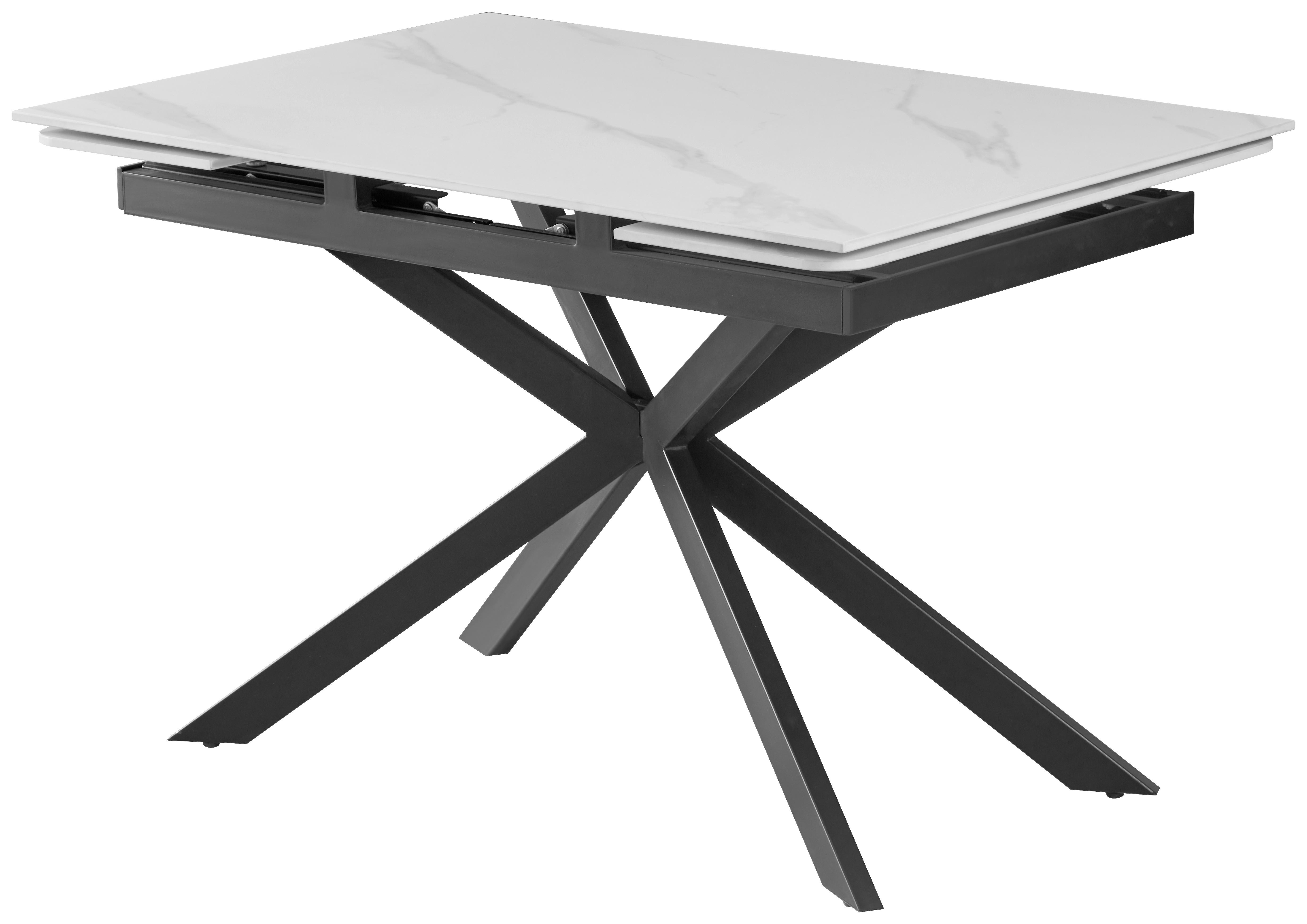 Masa extensibila NOLAN - alb/negru, Modern, metal/piatră (120/180/76/80cm) - Premium Living
