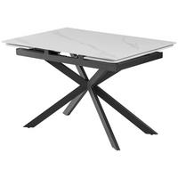 Masa extensibila NOLAN - alb/negru, Modern, metal/piatră (120/180/76/80cm) - Premium Living