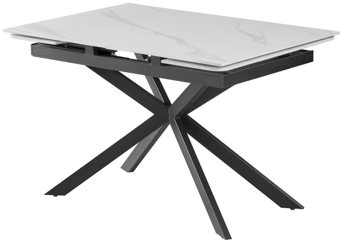 Masa extensibila NOLAN - alb/negru, Modern, metal/piatră (120/180/76/80cm) - Premium Living