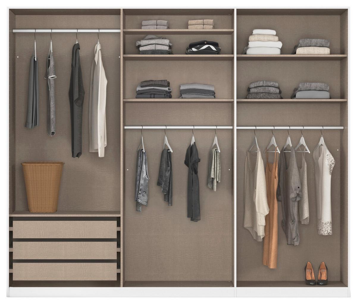 Kleiderschrank Safari Champagner/Grau - Champagner/Schwarz, KONVENTIONELL, Holzwerkstoff/Metall (226/210/54cm) - Based
