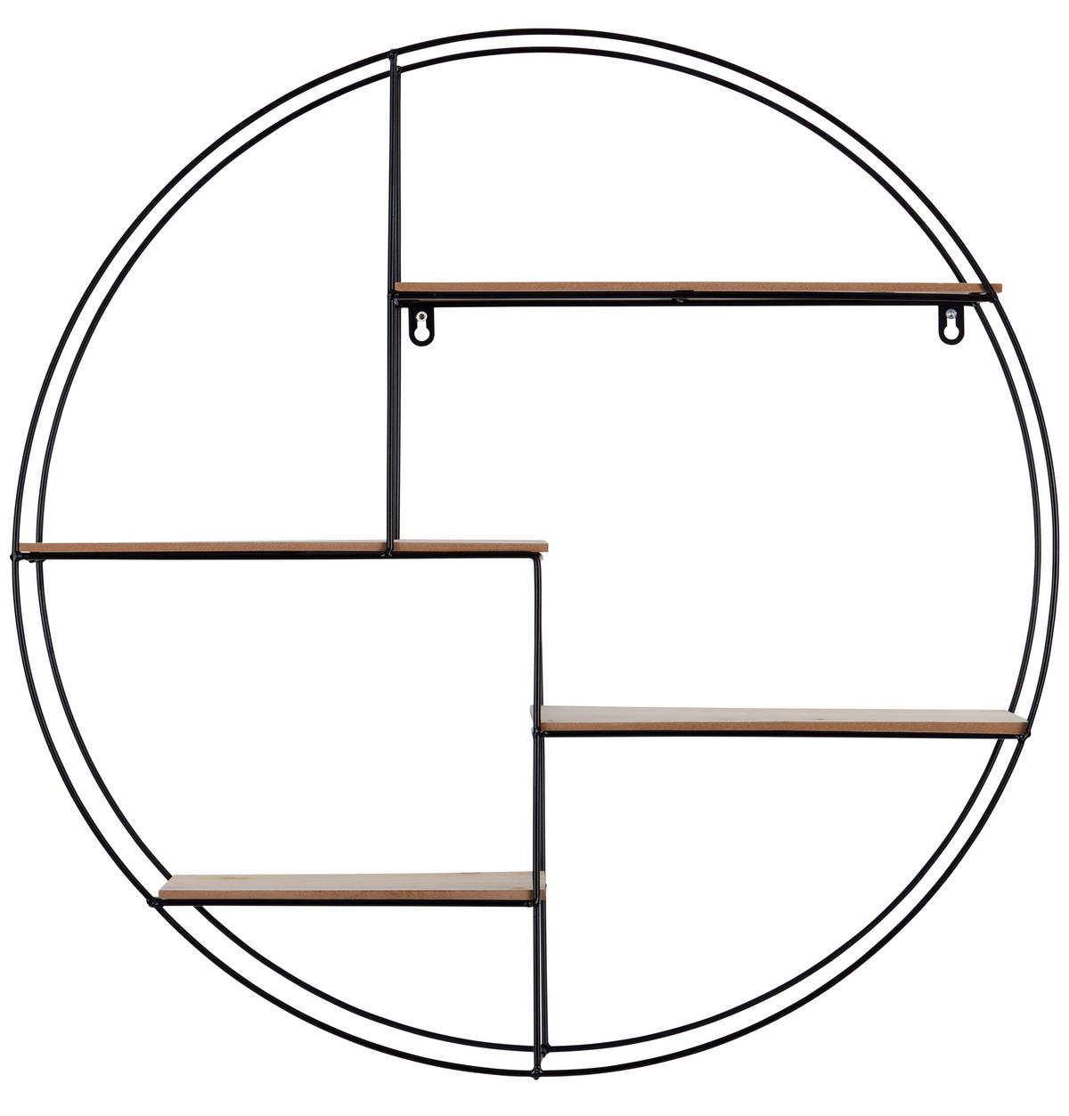 Stenski Regal Rom 1, Kovina, Les, Ø 70 Cm - črna/barve pinije, Moderno, kovina/leseni material (70/70/15cm) - Mömax