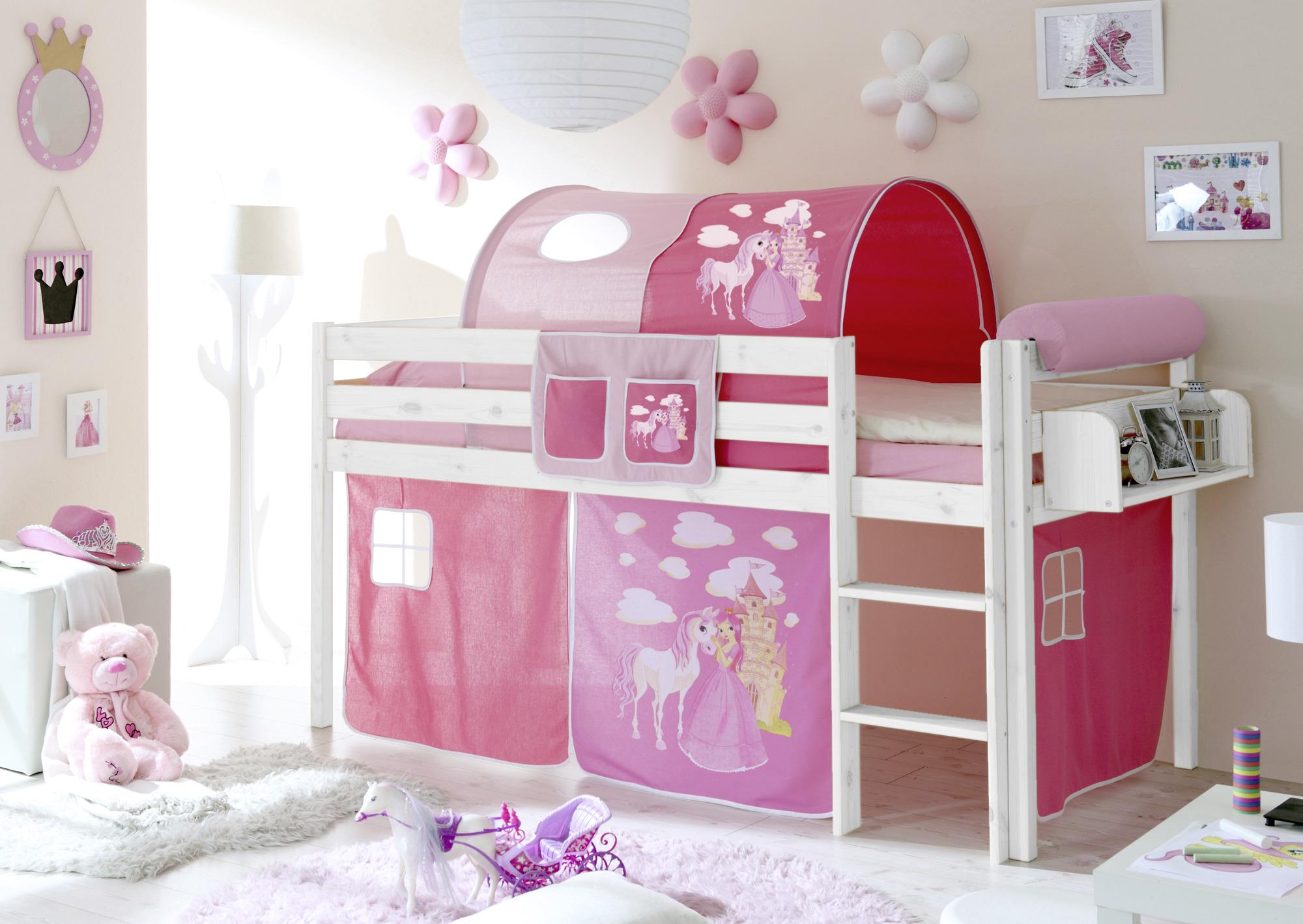 Spielbett Holz Malte ca. 90x200 cm Rosa/Weiß - Pink/Weiß, Natur, Holz (90/200cm) - MID.YOU