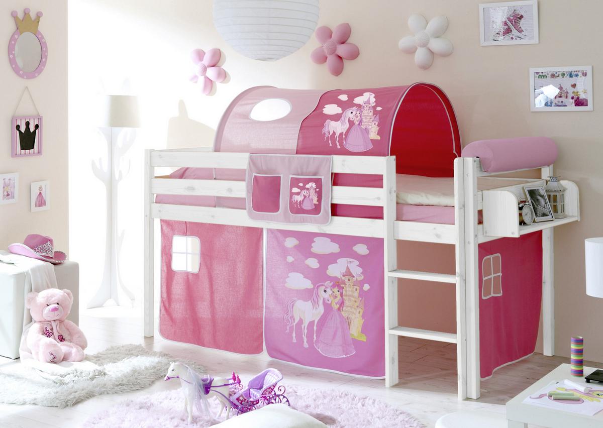 Spielbett Holz Malte ca. 90x200 cm Rosa/Weiß - Pink/Weiß, Natur, Holz (90/200cm) - MID.YOU