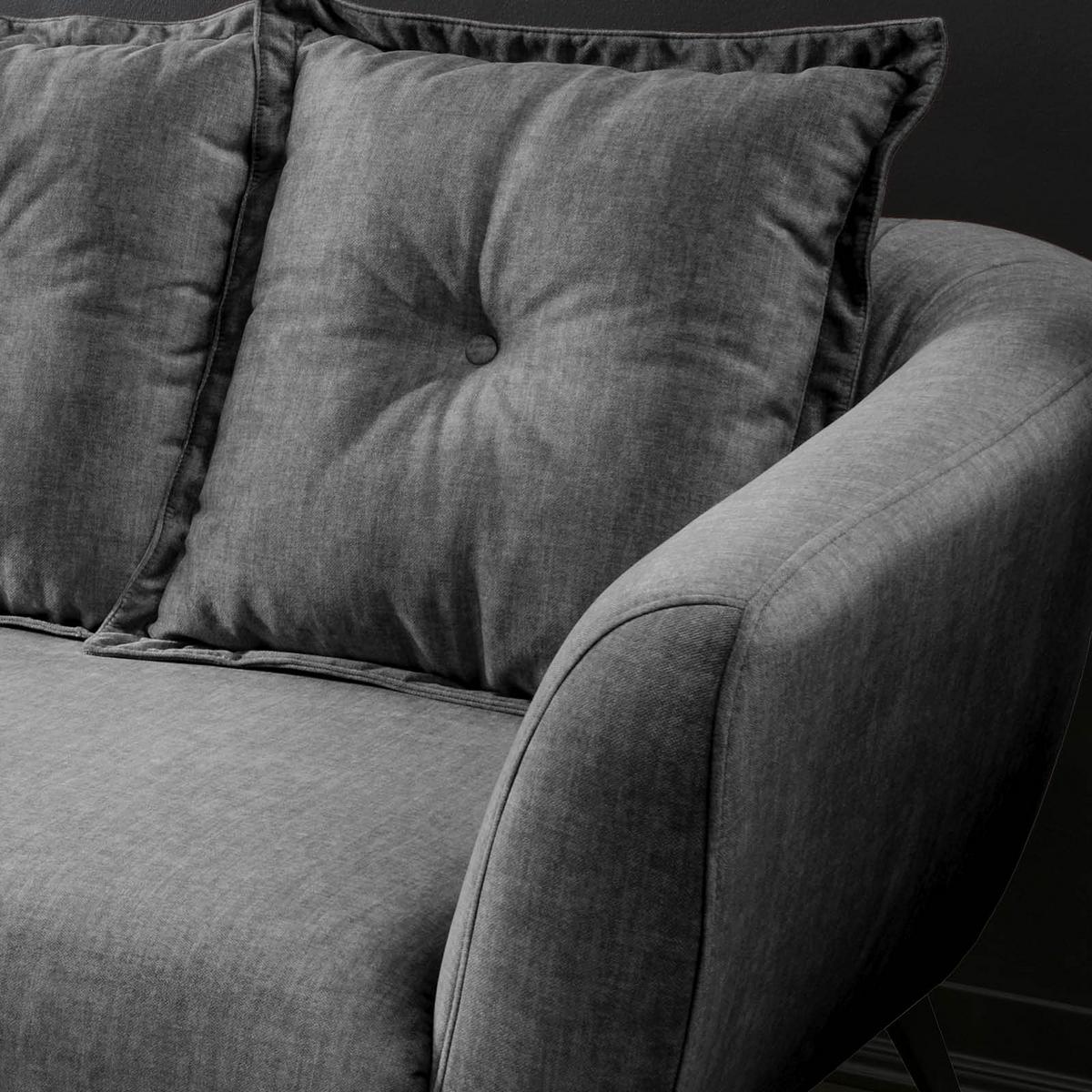 3-Sitzer-Sofa Baggio Grau Velours - Schwarz/Grau, MODERN, Holz/Textil (236/94/103cm) - Livetastic