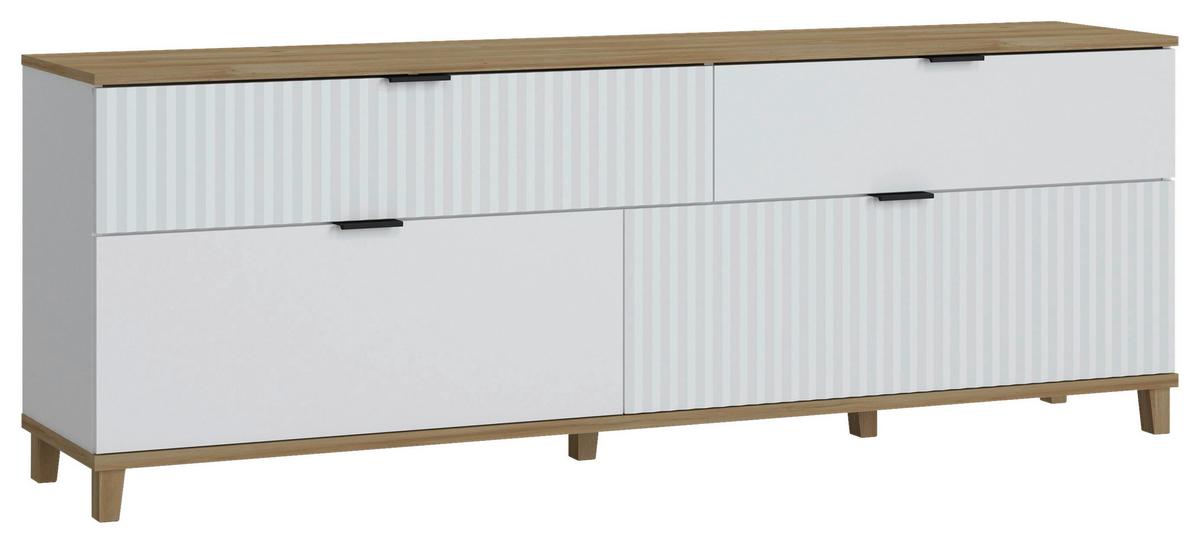 Tv-element Plissee, Bela, Barva Hrasta - Moderno, kovina/leseni material (183,8/65,6/40cm) - Mömax