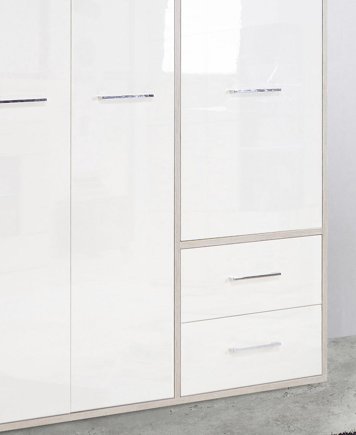 DULAP USI ROTATIVE JANDIA - alb/culoare lemn stejar, Konventionell, plastic/metal (209/201,5/60cm) - Modern Living