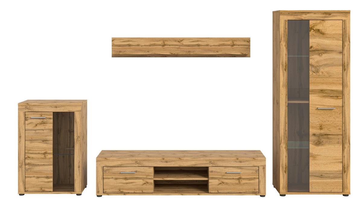 ANSAMBLU MOBILIER CAMERA DE Z JAM - stejar Wotan, Design, sticlă/material pe bază de lemn (310/169/35cm) - Modern Living