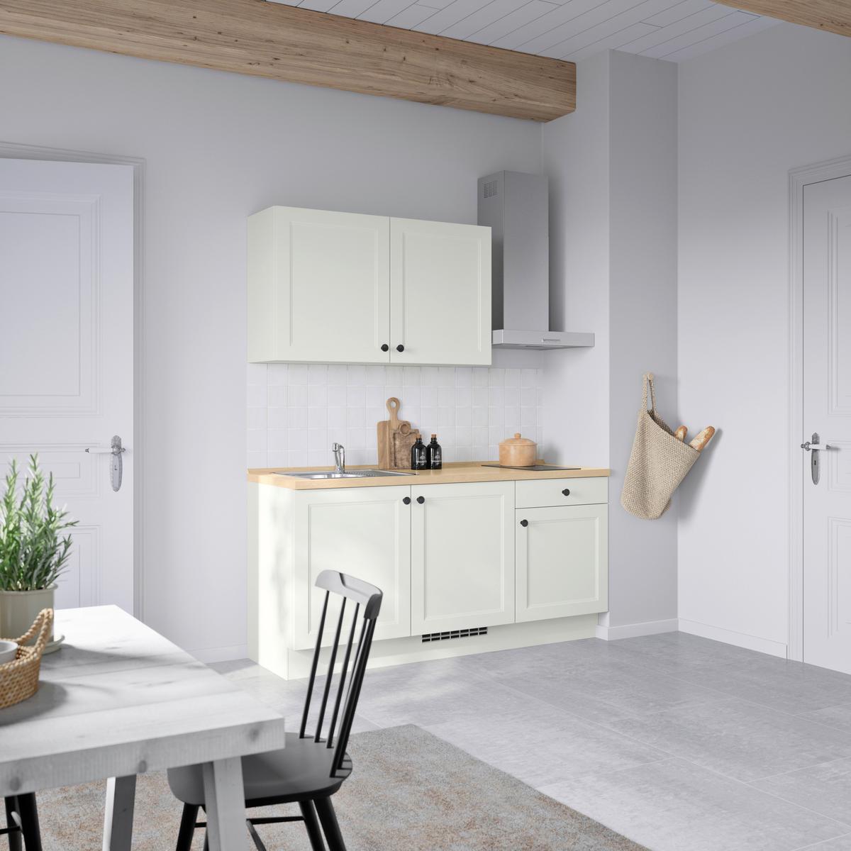 Küchenblock Cascada Low m. Geräten Weiß - Eichefarben/Schwarz, MODERN, Holzwerkstoff/Metall (180cm) - Nobilia