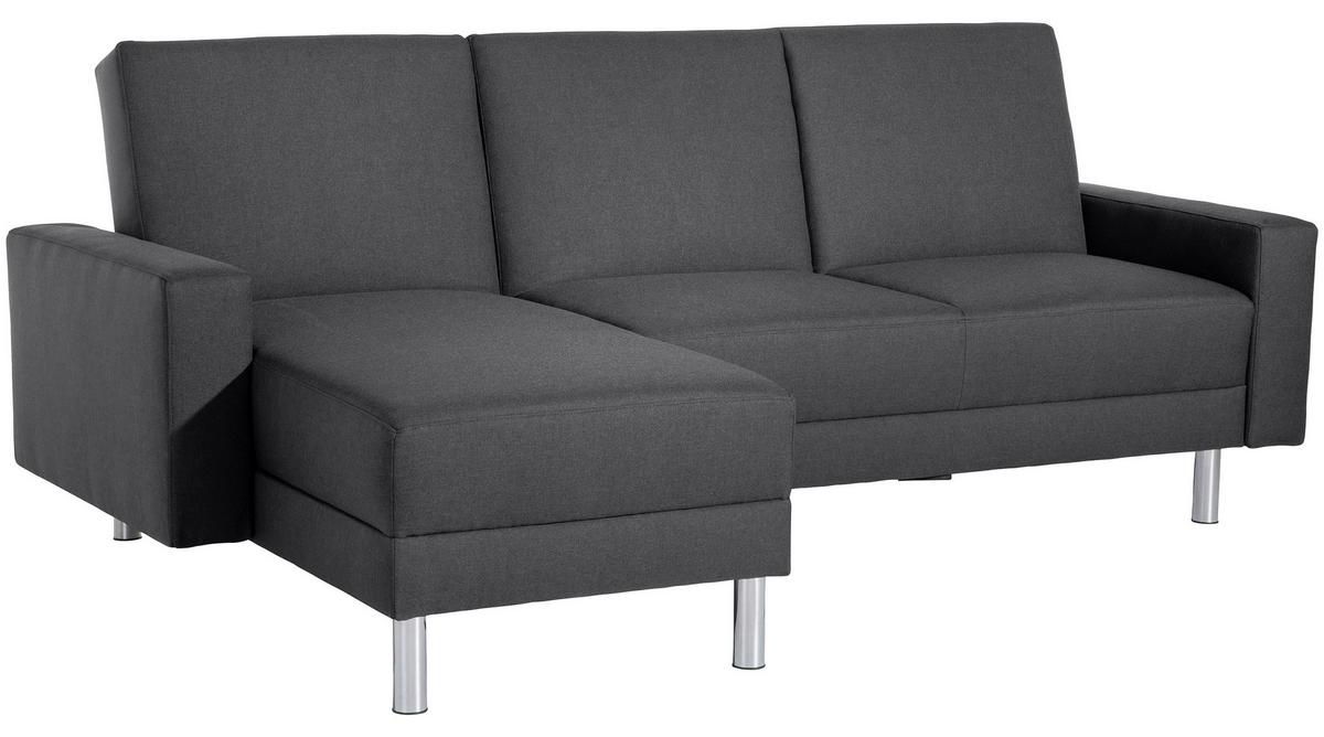 ECKSCHLAFSOFA JUST FASHION - Chromfarben/Graphitfarben, KONVENTIONELL, Textil/Metall (152/230cm) - Max Winzer