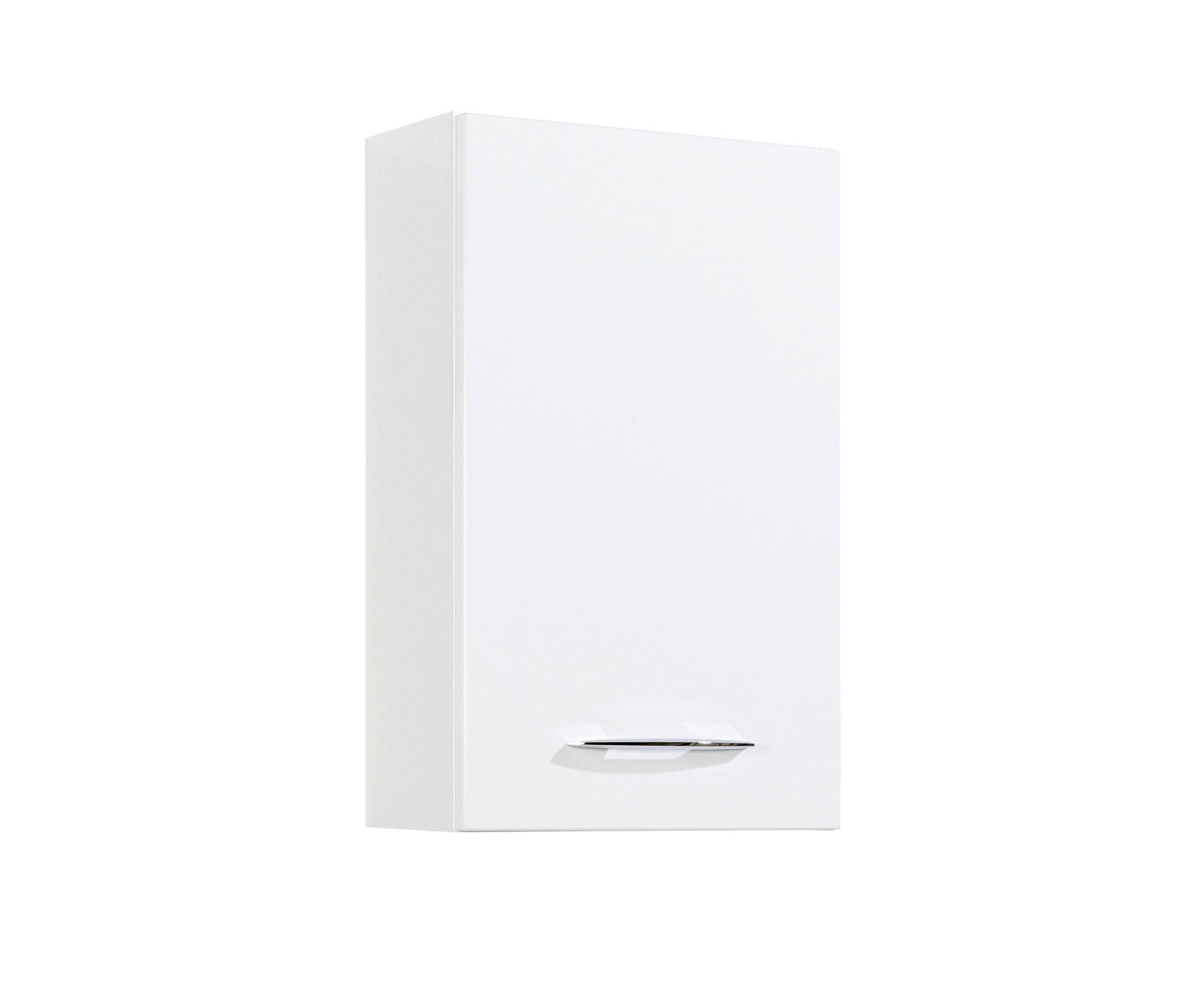 Oberschrank Florida in Weiß Hochglanz - Chromfarben/Weiß Hochglanz, MODERN, Holzwerkstoff/Metall (40/64/20cm)