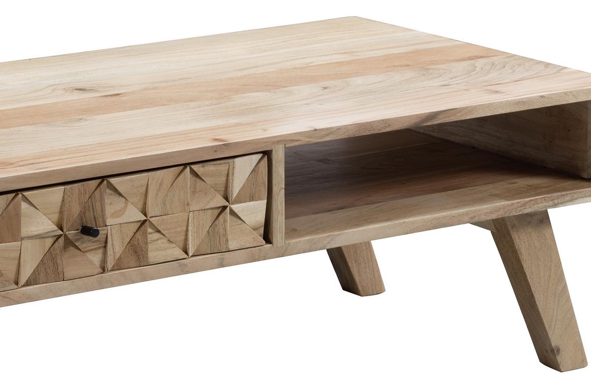 Couchtisch "Rewa" ca. 95x50 cm, aus Akazie - Schwarz/Akaziefarben, Design, Holz (95/50/35cm) - MID.YOU