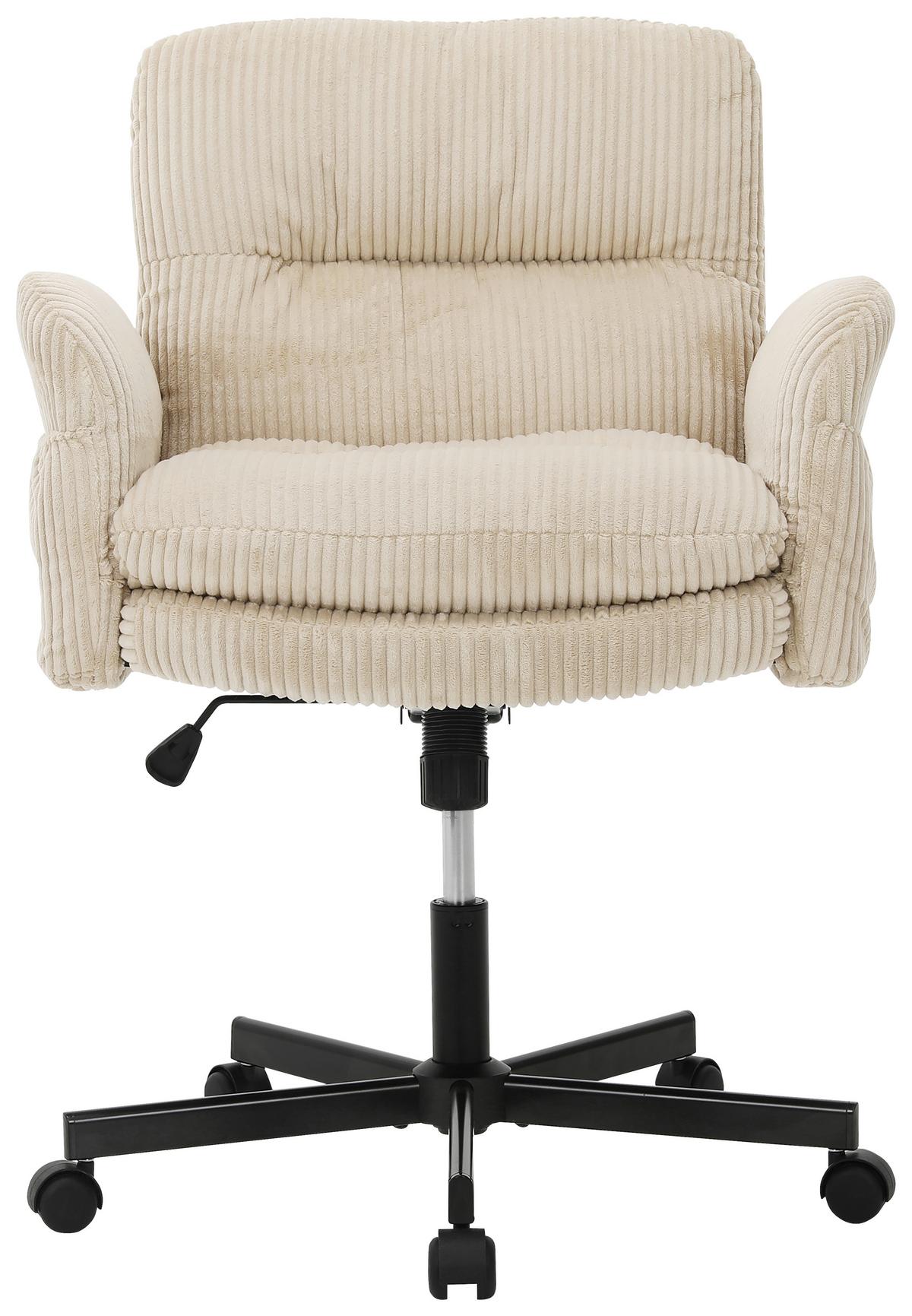 Drehstuhl Leni Beige/schwarz Cord - Beige/Schwarz, Design, Holz/Kunststoff (72/89/99/67cm) - Mömax