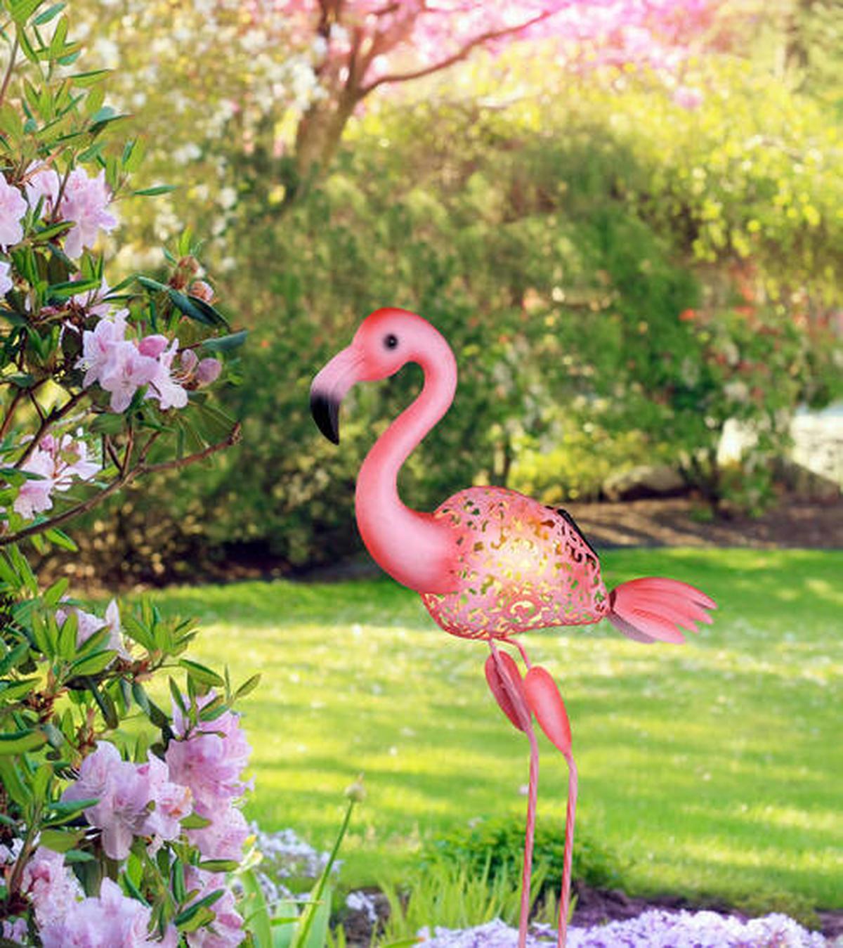 Solarna Svetilka Flamingo, S Sijalko - pink, Basics, kovina (34/16/74cm) - Globo