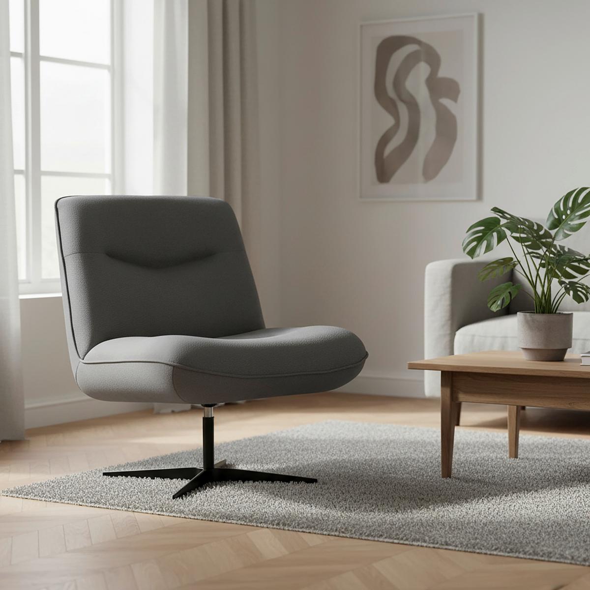 Fotel Selena - szürke, Modern, textil/fa (73/87/79cm) - Bessagi Home