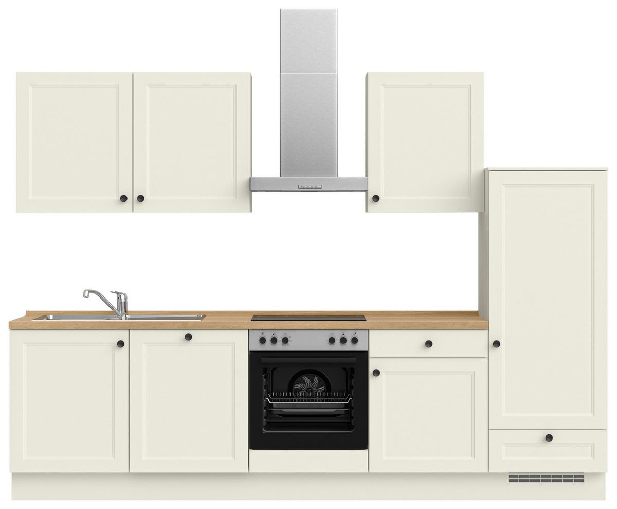 Küchenblock Cascada Low m. Geräten Weiß - Eichefarben/Schwarz, MODERN, Holzwerkstoff/Metall (300cm) - Nobilia