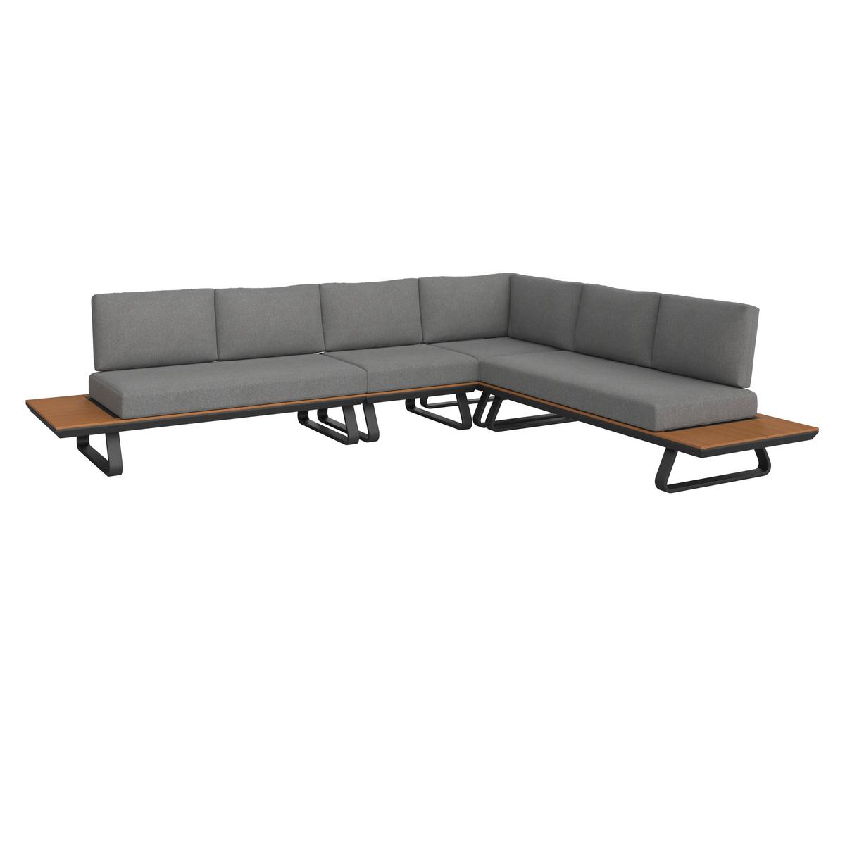 Dining-Loungeset Emmy Dunkelgr Metall/Outdoorstoff - Dunkelgrau/Anthrazit, MODERN, Kunststoff/Textil (318/71/78cm) - Bessagi Garden