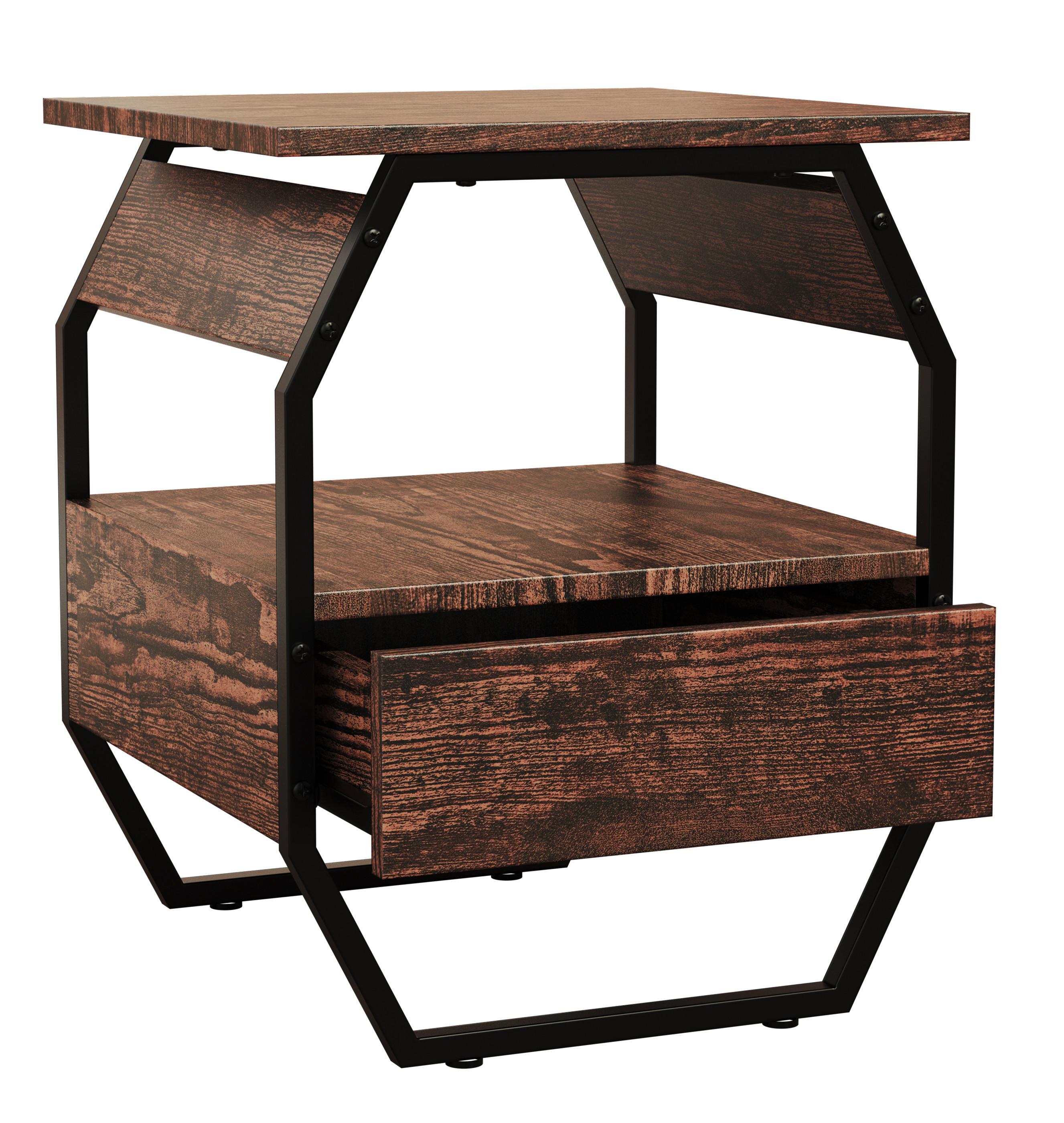 NACHTTISCH AULARI S - Eichefarben/Schwarz, Modern, Holzwerkstoff/Metall (40/50/40cm) - MID.YOU