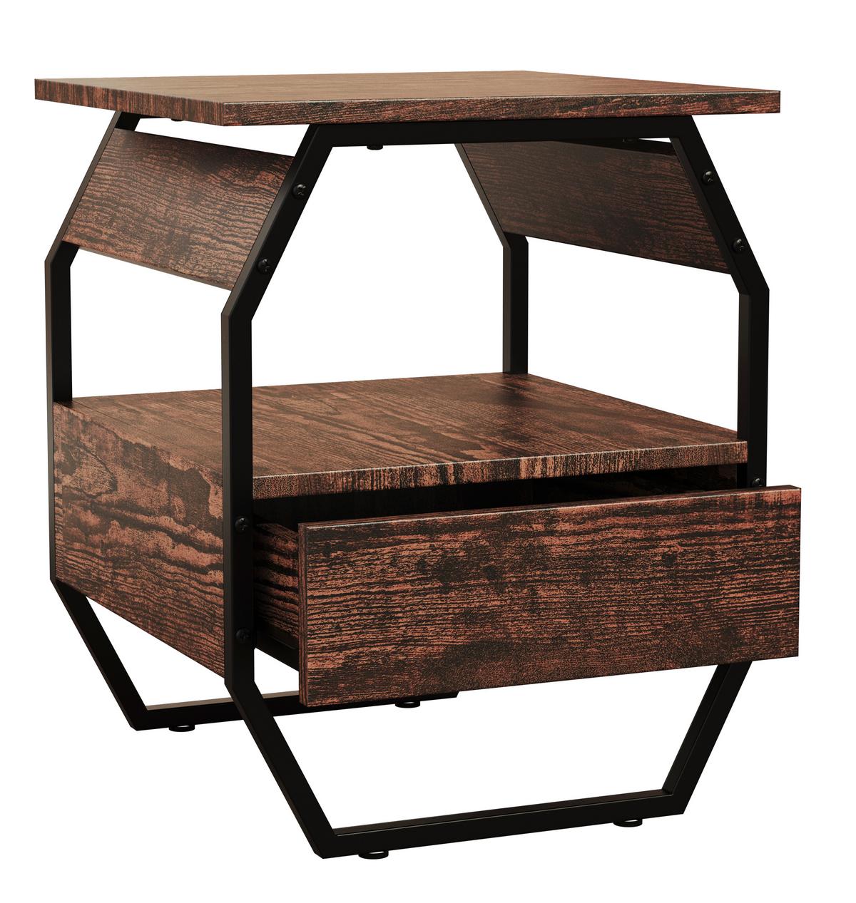 NACHTTISCH AULARI S - Eichefarben/Schwarz, Modern, Holzwerkstoff/Metall (40/50/40cm) - MID.YOU
