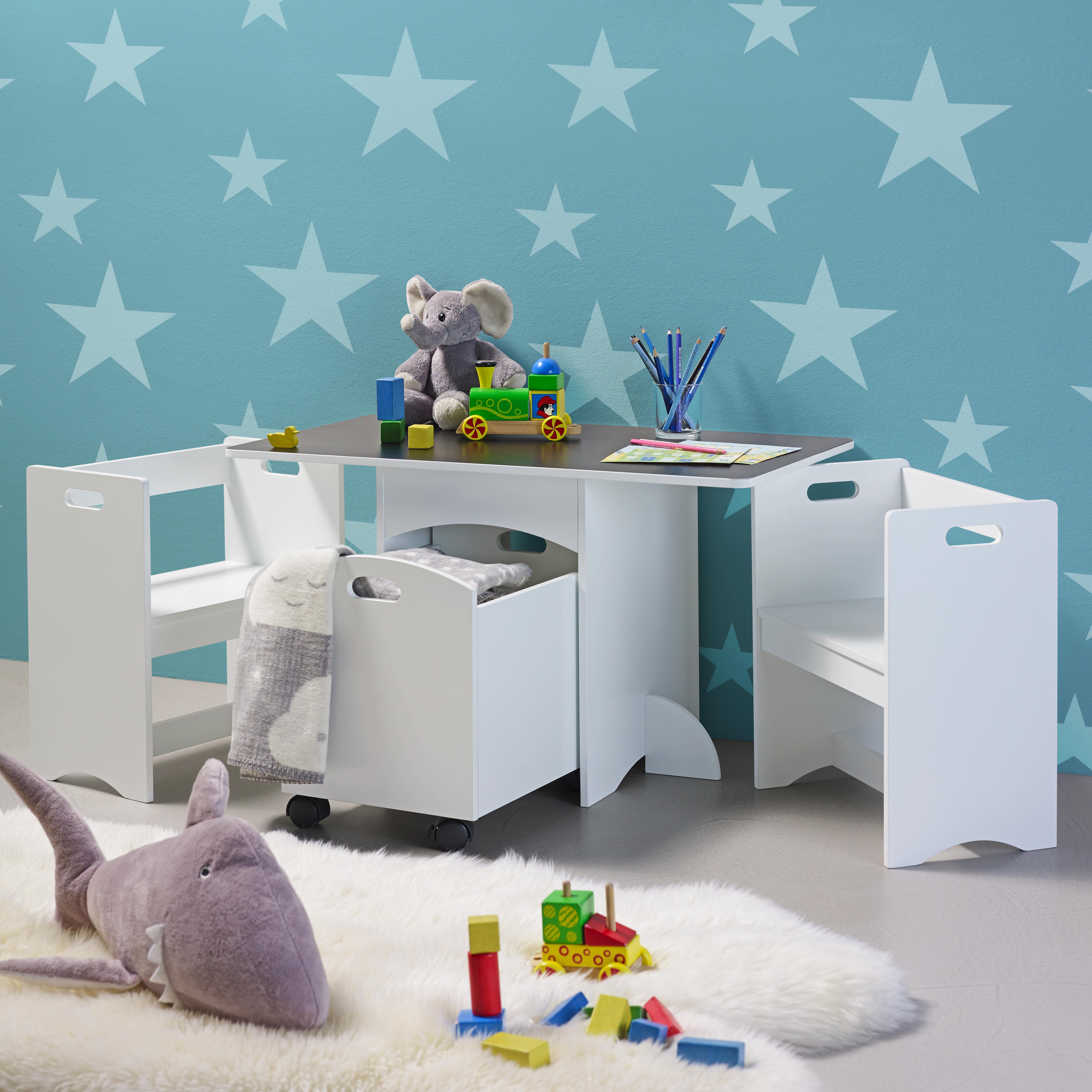 Kindersitzgruppe mit Stauraum in Weiß 'Melly' - Weiß, MODERN, Holz (80/46/45cm) - Bessagi Kids