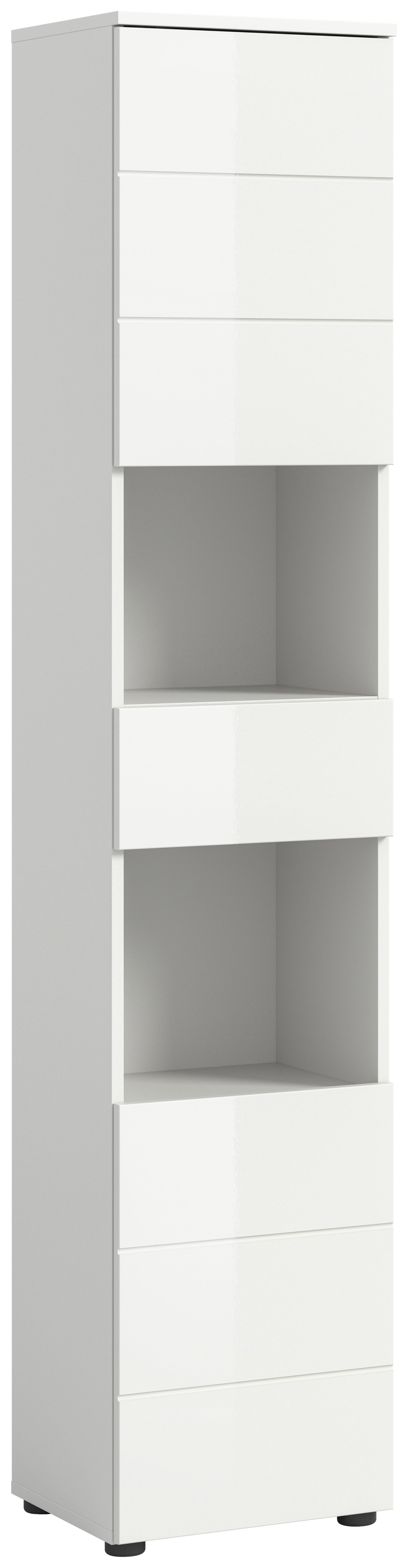 Hochschrank Vira ca. 38x190x34 cm Weiß - Weiß Hochglanz/Schwarz, MODERN, Holzwerkstoff/Kunststoff (38/190/34cm) - MID.YOU