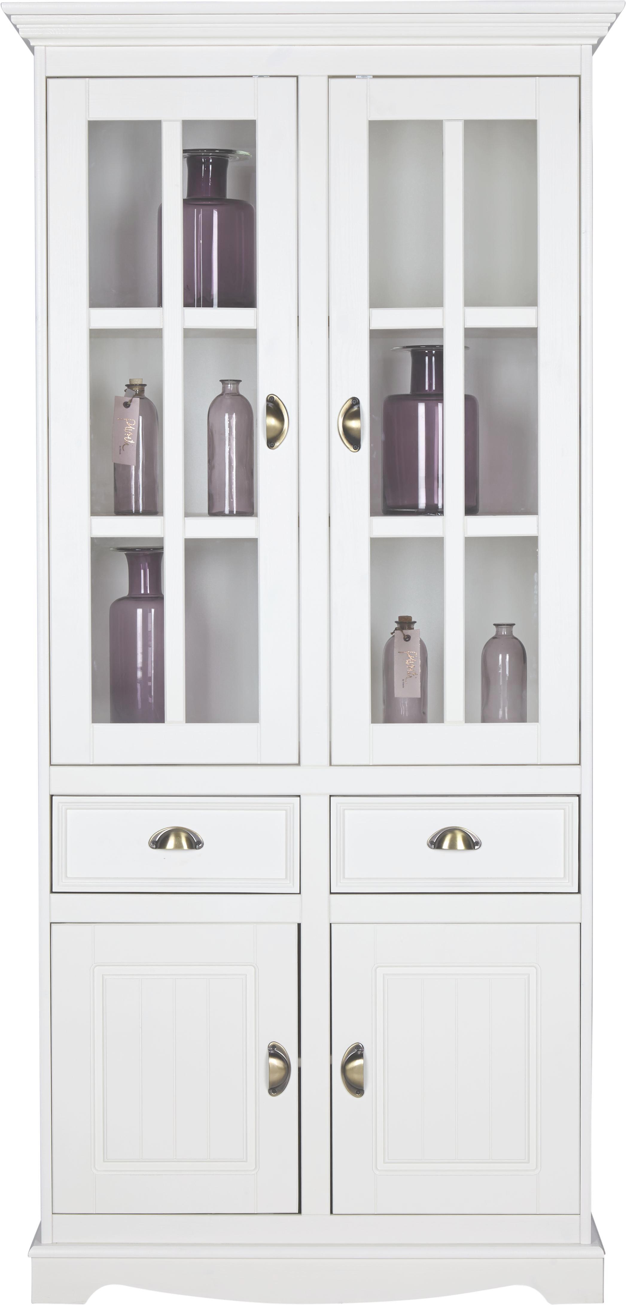 Vitrine in Weiß 'Claudia' - Weiß, Glas/Holz (90/190/44,5cm) - Bessagi Home